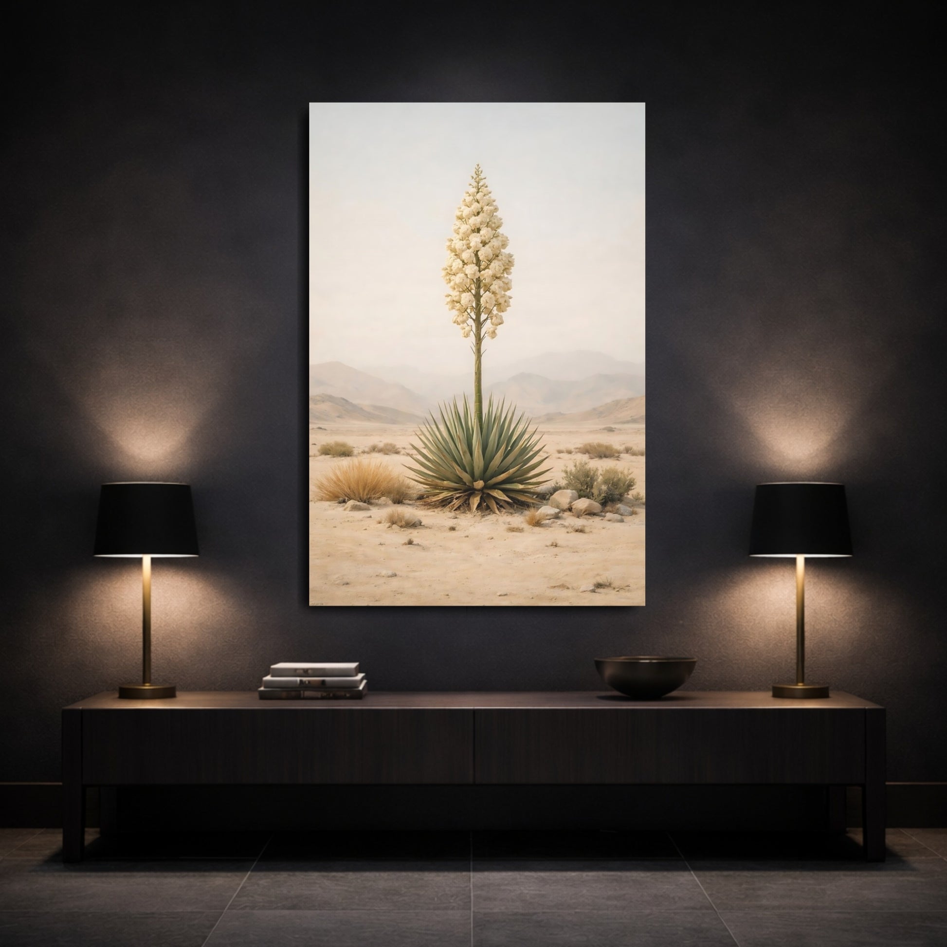 Nature Yucca Plant Desert Yucca Art shown as front canvas room wall art
