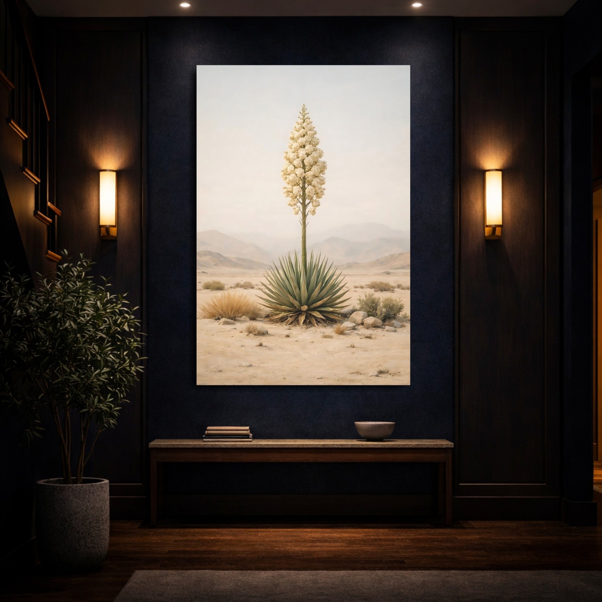 Nature Yucca Plant Desert Yucca Art shown as front canvas room wall art