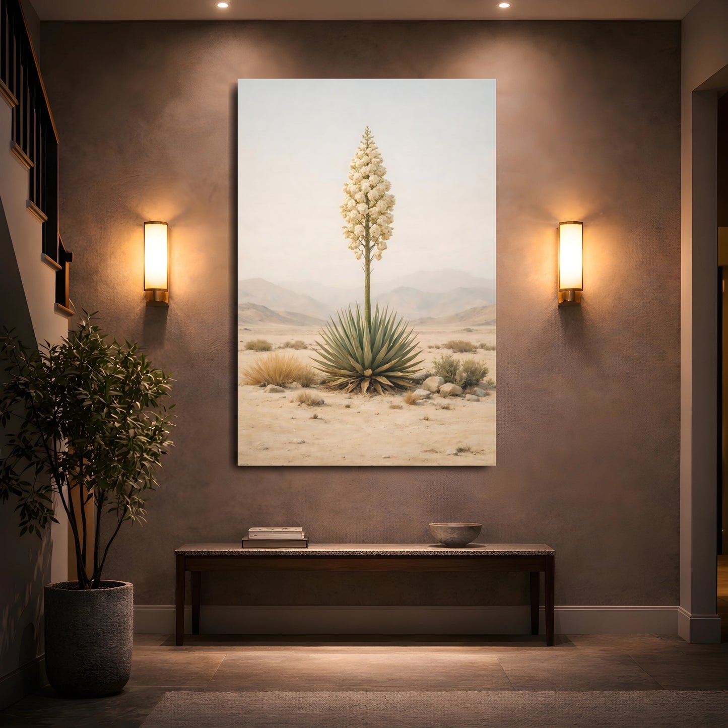 Nature Yucca Plant Desert Yucca Art shown as front canvas room wall art