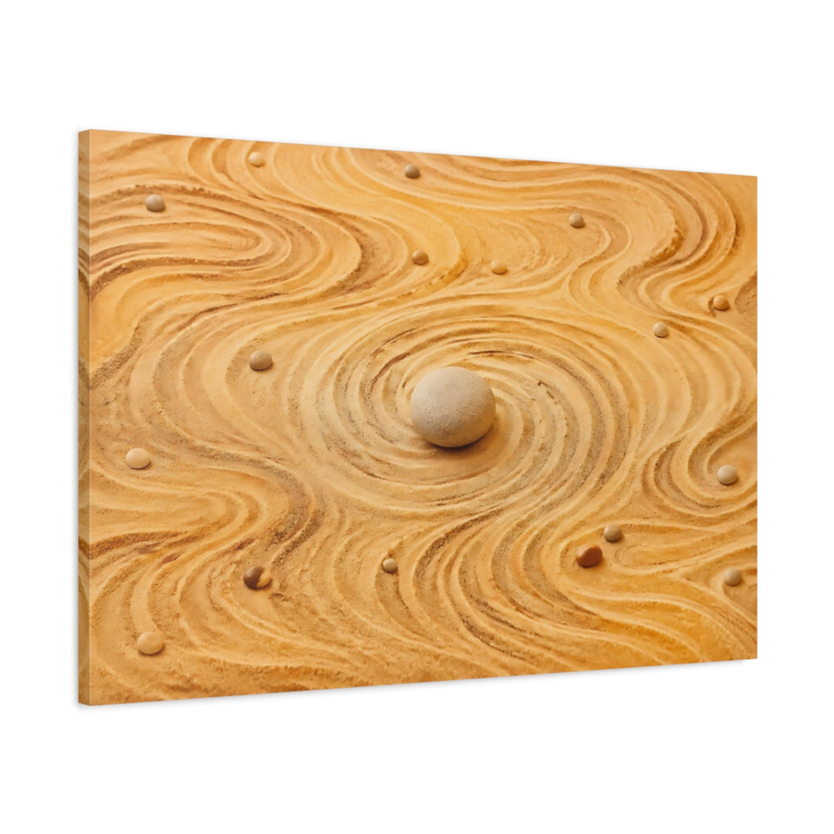 Main Mockup. Nature Zen Garden Sandy Neutral Tones shown as stretched canvas wall art