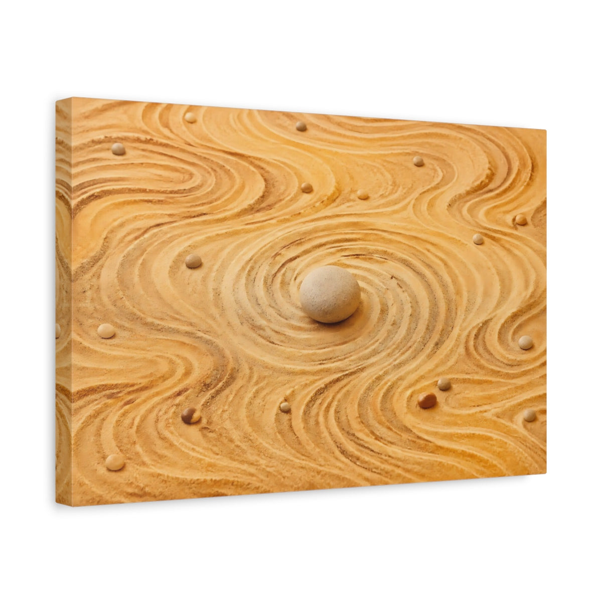 Side Mockup 4. Nature Zen Garden Sandy Neutral Tones shown as stretched canvas wall art