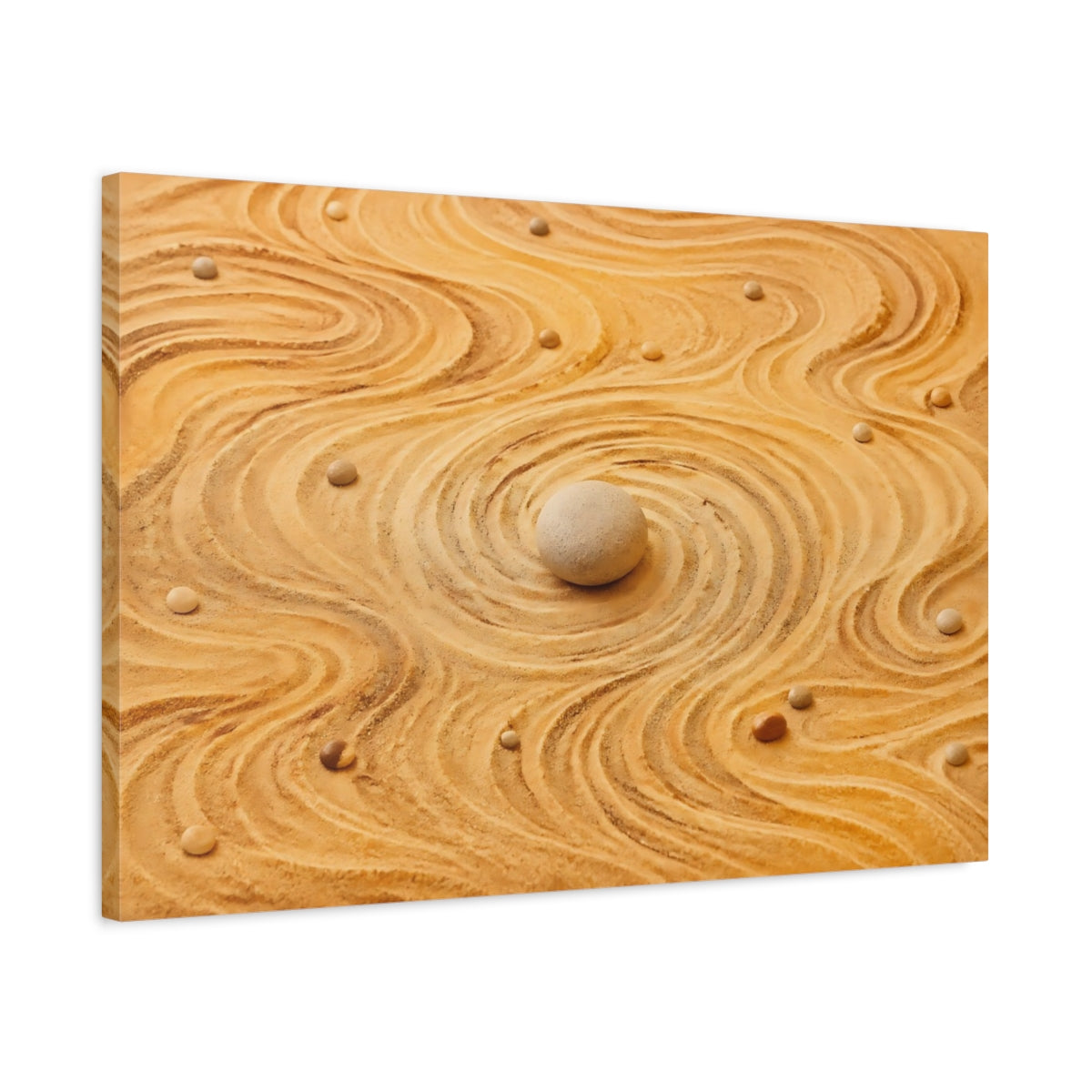 Side Mockup 2. Nature Zen Garden Sandy Neutral Tones shown as stretched canvas wall art