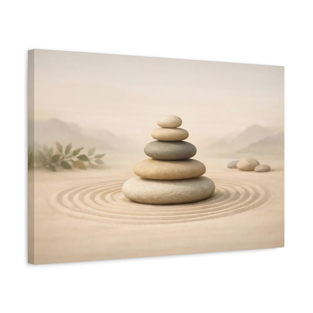 Nature Zen Stones Beige And Grey - Canvas Wall Art Print - YesArtYes