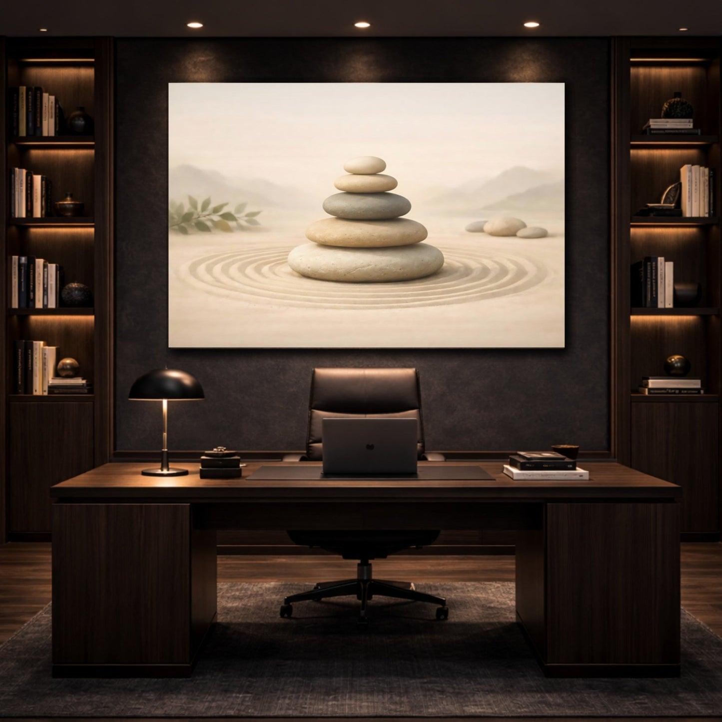 Nature Zen Stones Beige And Grey - Canvas Wall Art Print - YesArtYes