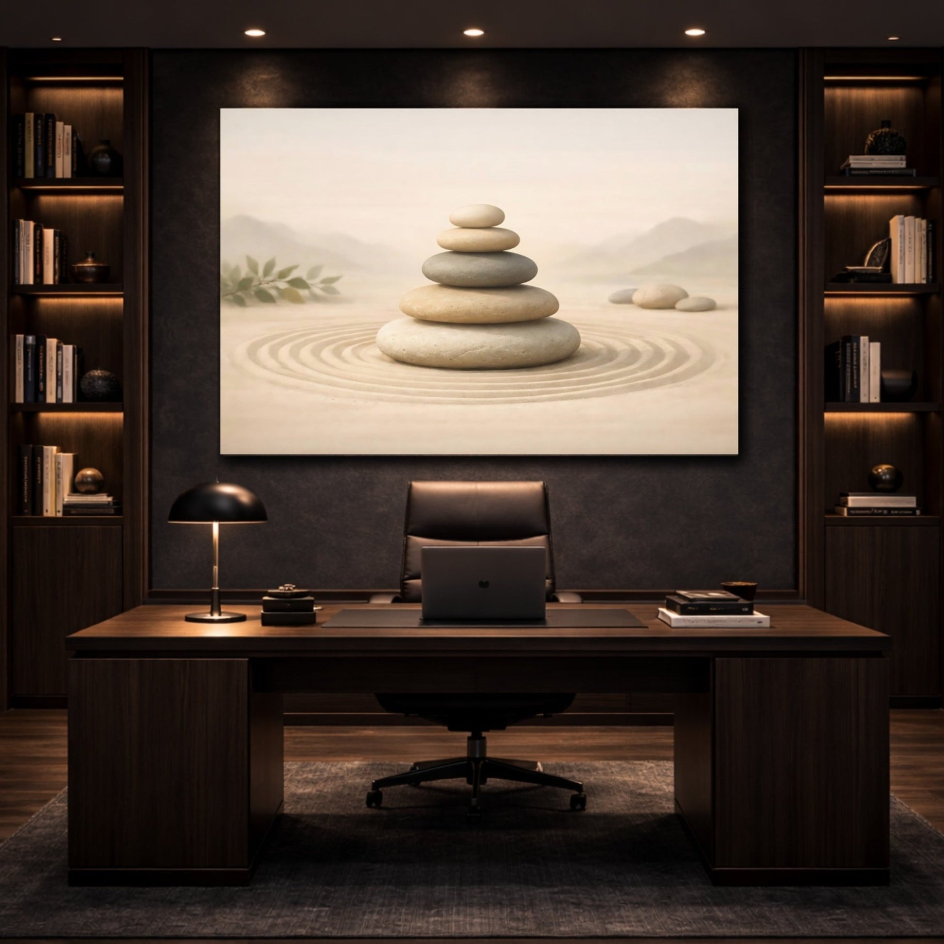 Nature Zen Stones Beige And Grey - Canvas Wall Art Print - YesArtYes
