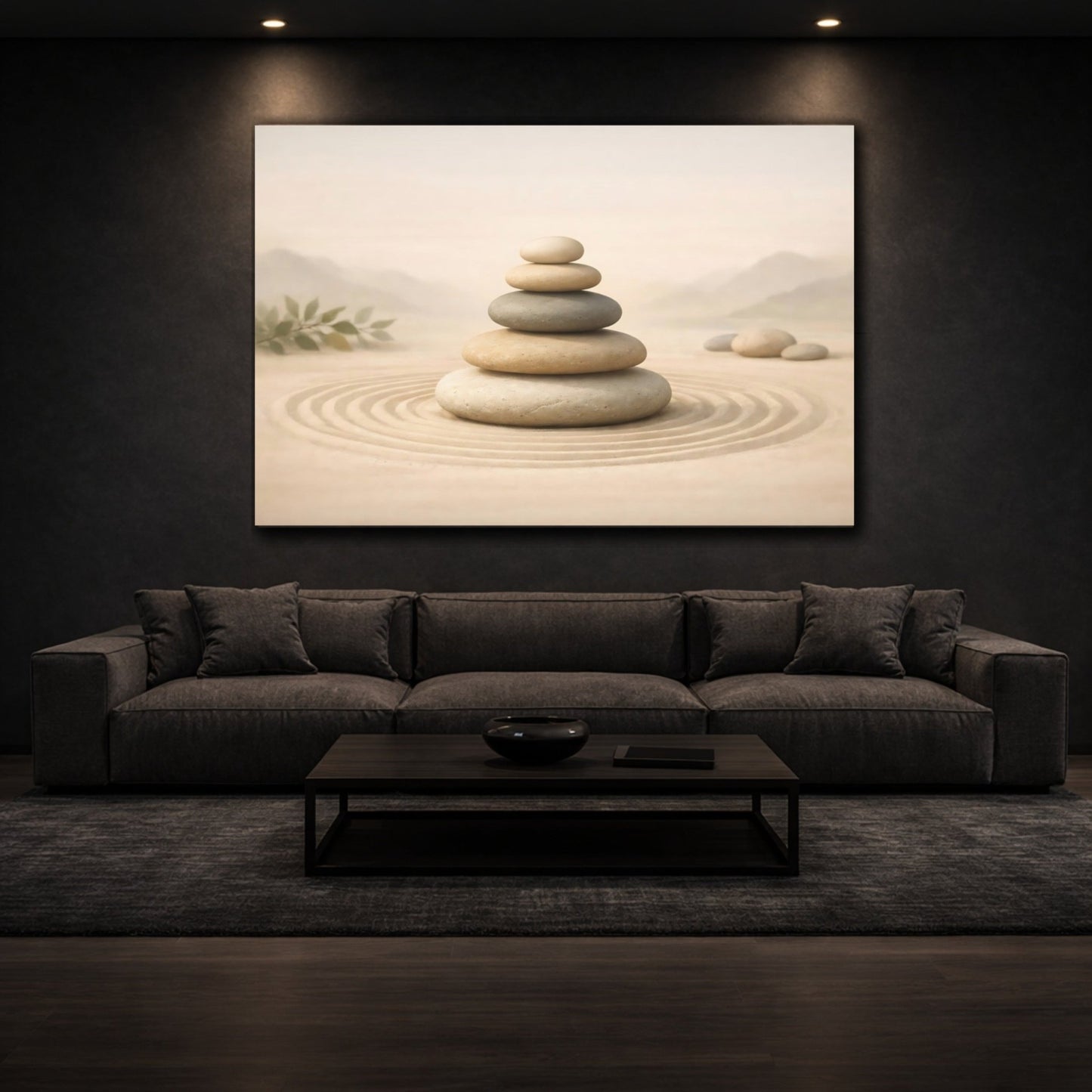 Nature Zen Stones Beige And Grey - Canvas Wall Art Print - YesArtYes
