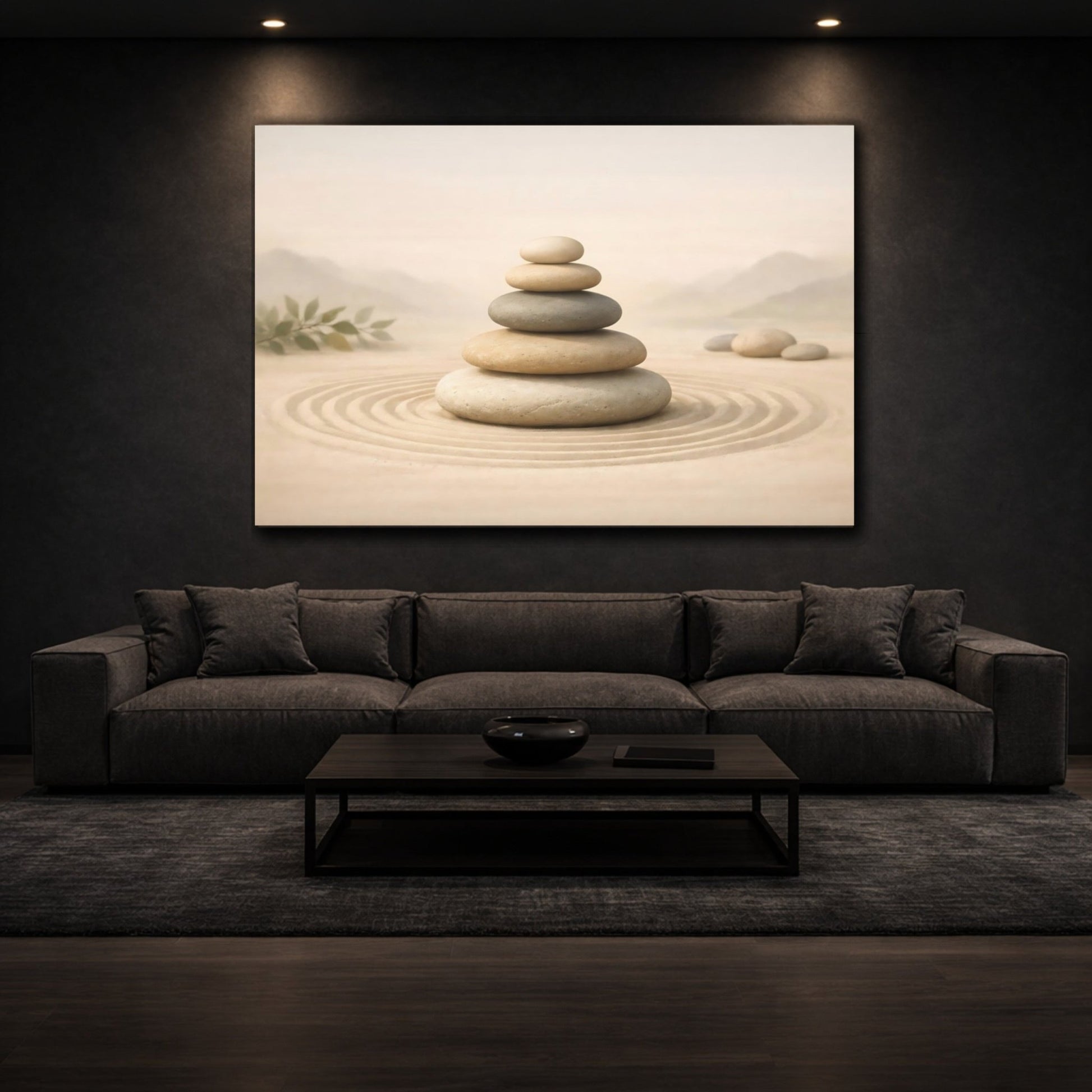 Nature Zen Stones Beige And Grey - Canvas Wall Art Print - YesArtYes