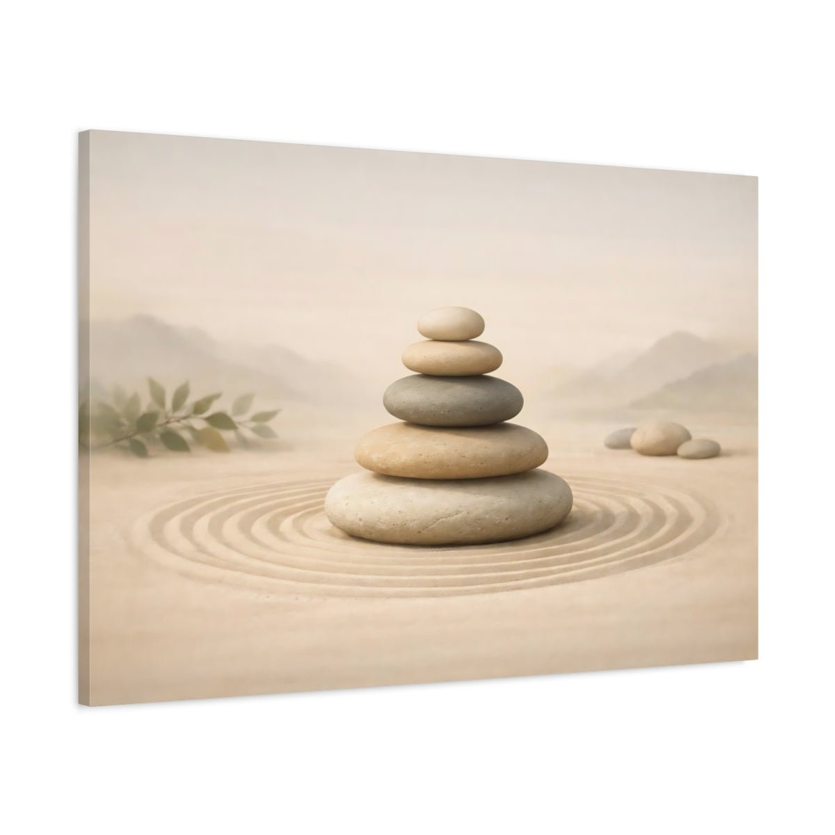 Nature Zen Stones Beige And Grey - Canvas Wall Art Print - YesArtYes