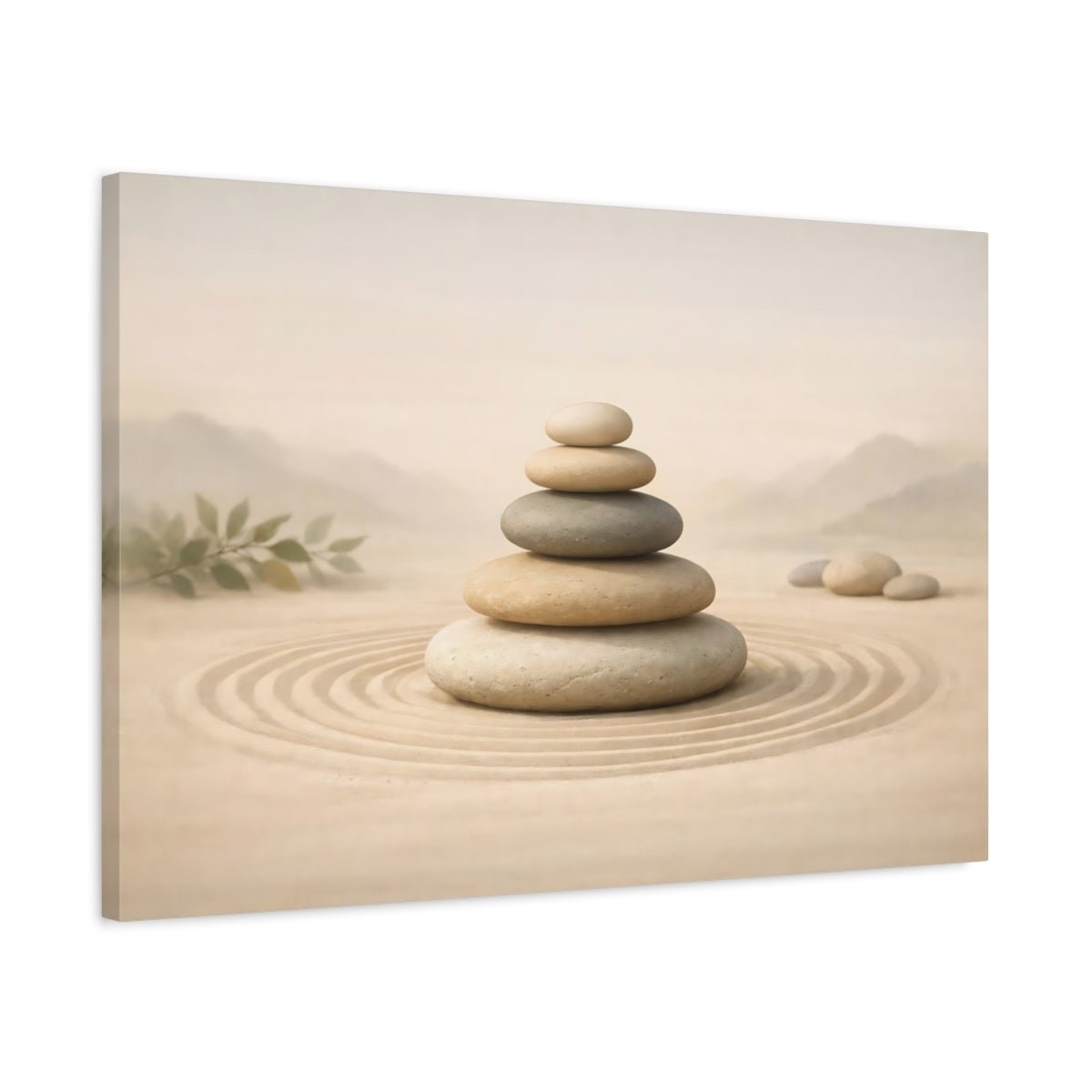 Nature Zen Stones Beige And Grey - Canvas Wall Art Print - YesArtYes