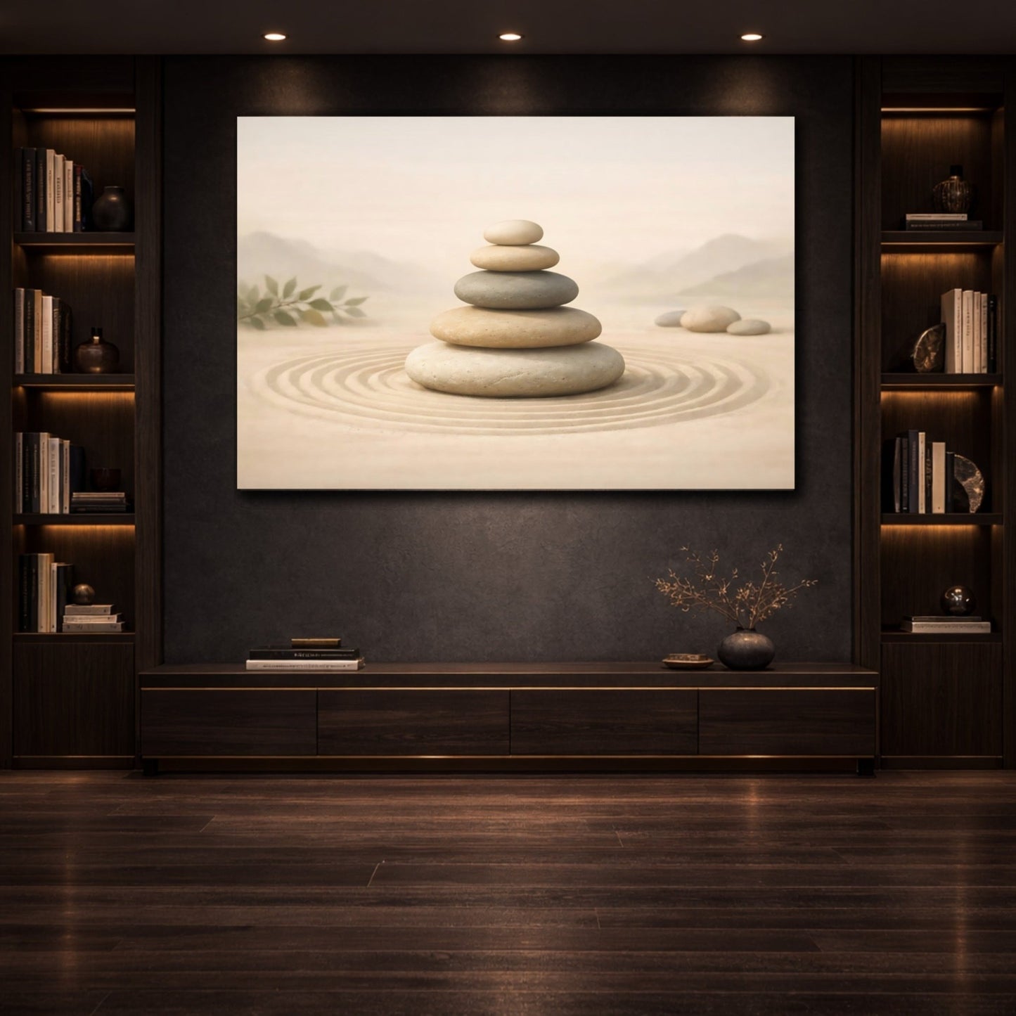 Nature Zen Stones Beige And Grey - Canvas Wall Art Print - YesArtYes