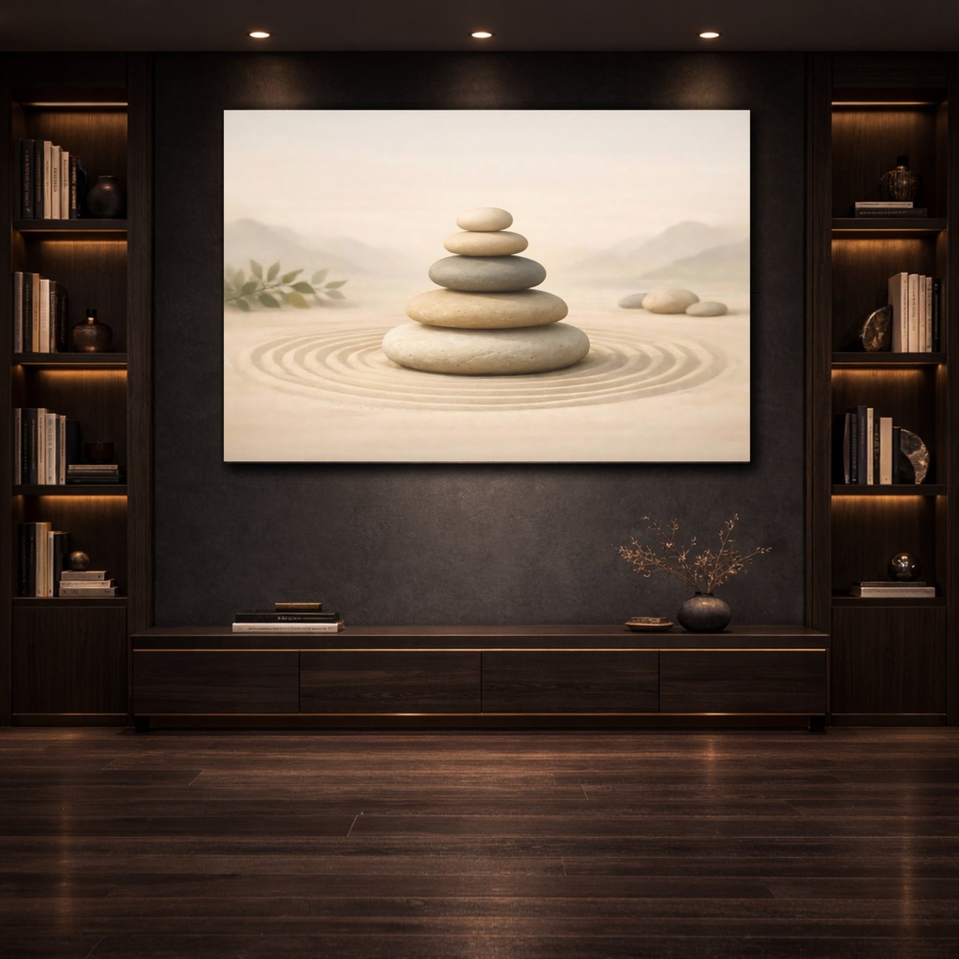 Nature Zen Stones Beige And Grey - Canvas Wall Art Print - YesArtYes
