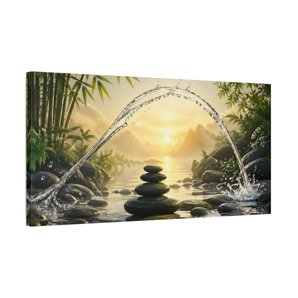 Side Mockup 1. Nature Zen Stones Zen Stones Nature shown as stretched canvas wall art