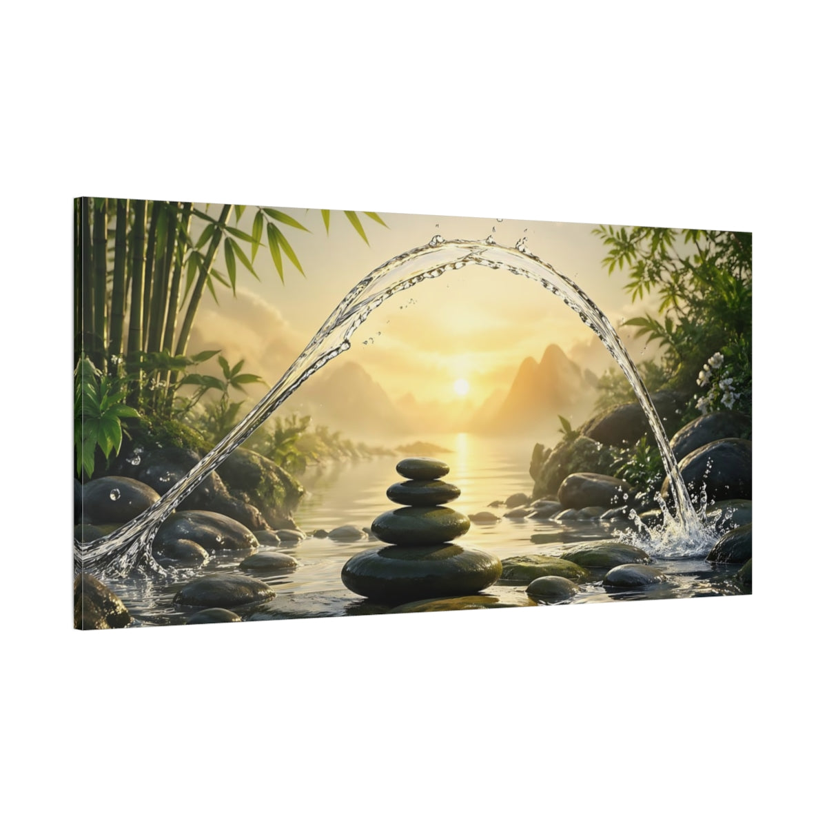 Side Mockup 2. Nature Zen Stones Zen Stones Nature shown as stretched canvas wall art