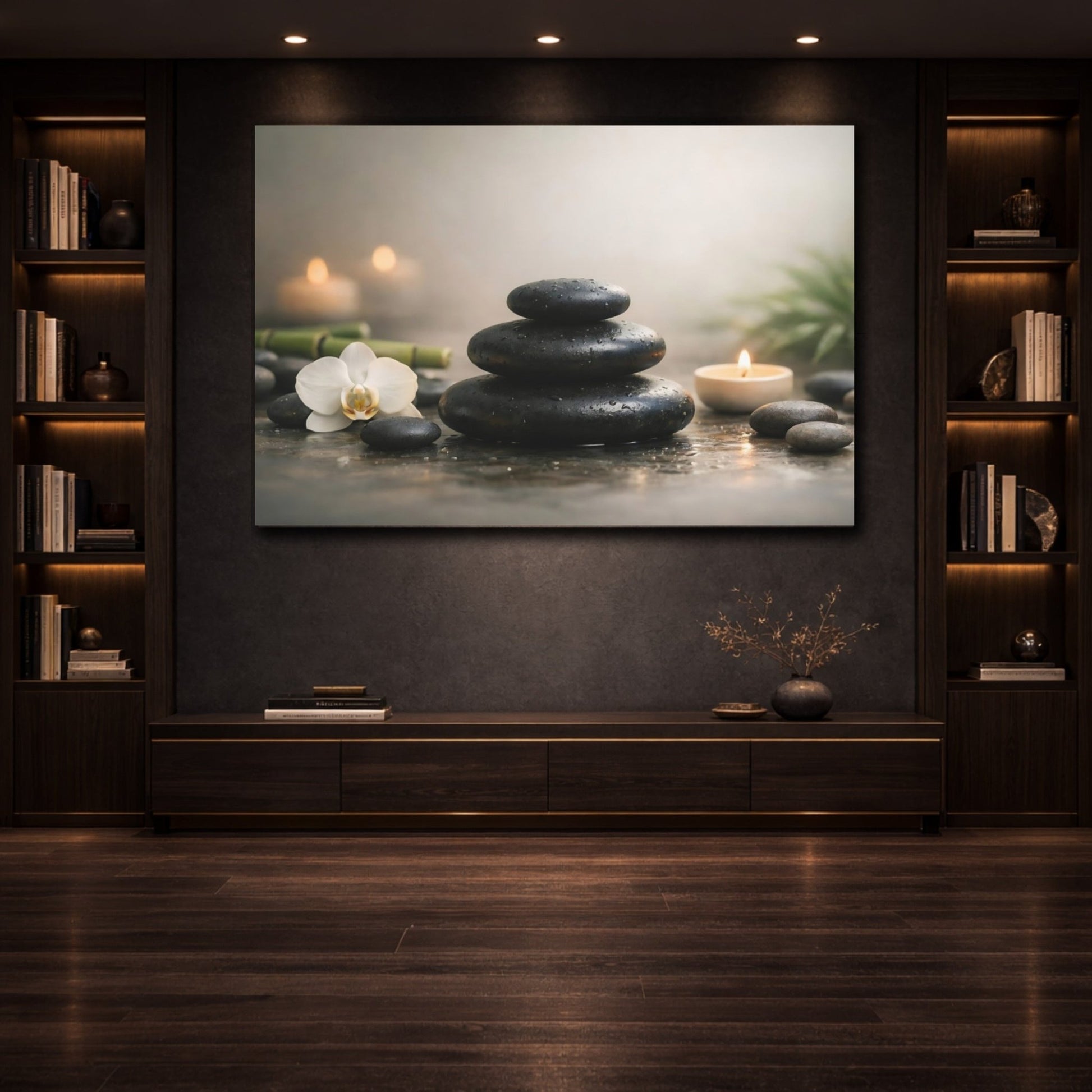 Nature Zen Stones Spa Decor - Canvas Wall Art Print - YesArtYes