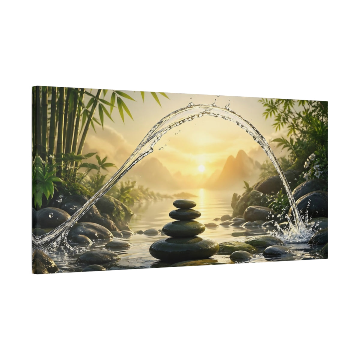 Main Mockup. Nature Zen Stones Zen Stones Nature shown as stretched canvas wall art