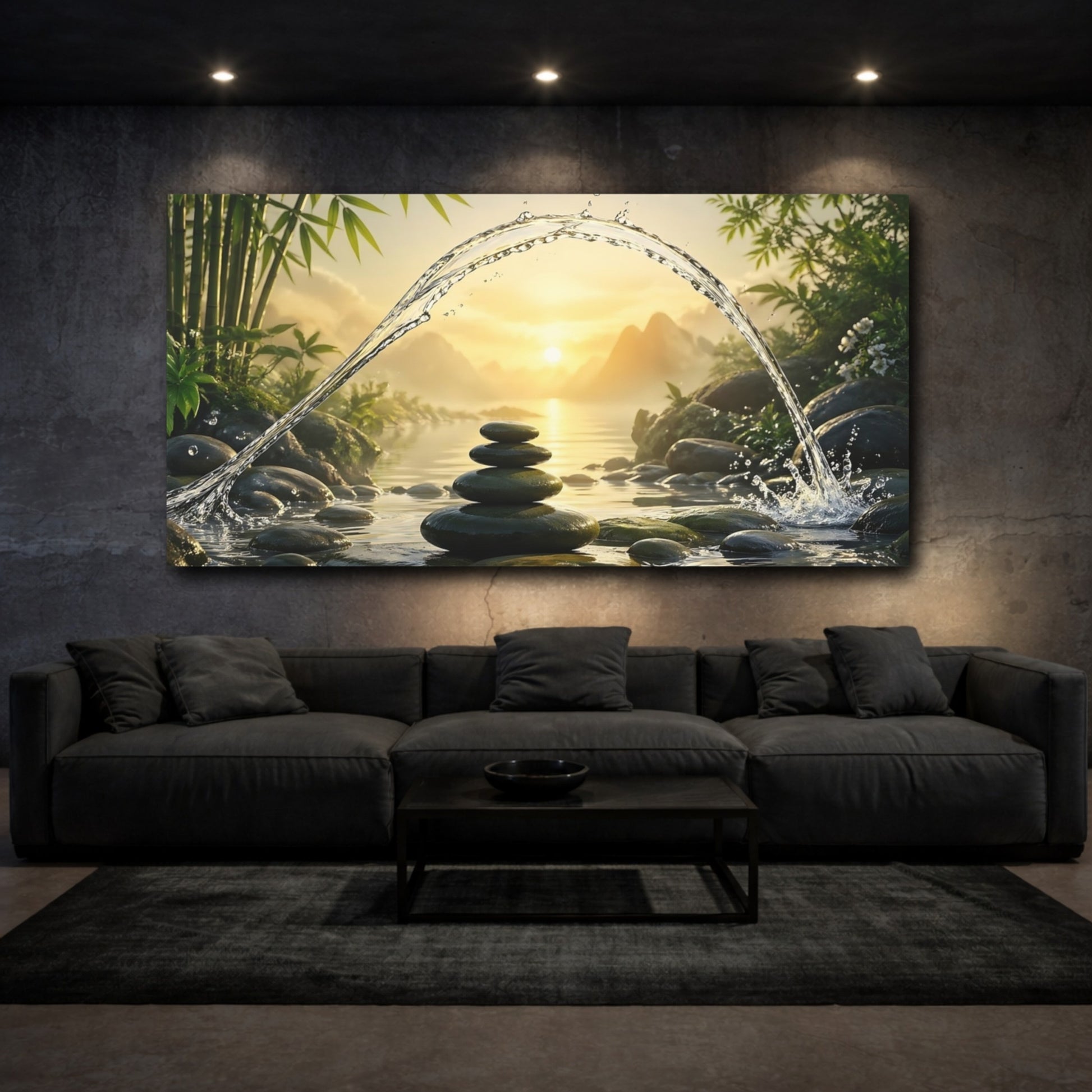Mockup 2. Nature Zen Stones Zen Stones Nature shown as stretched canvas wall art