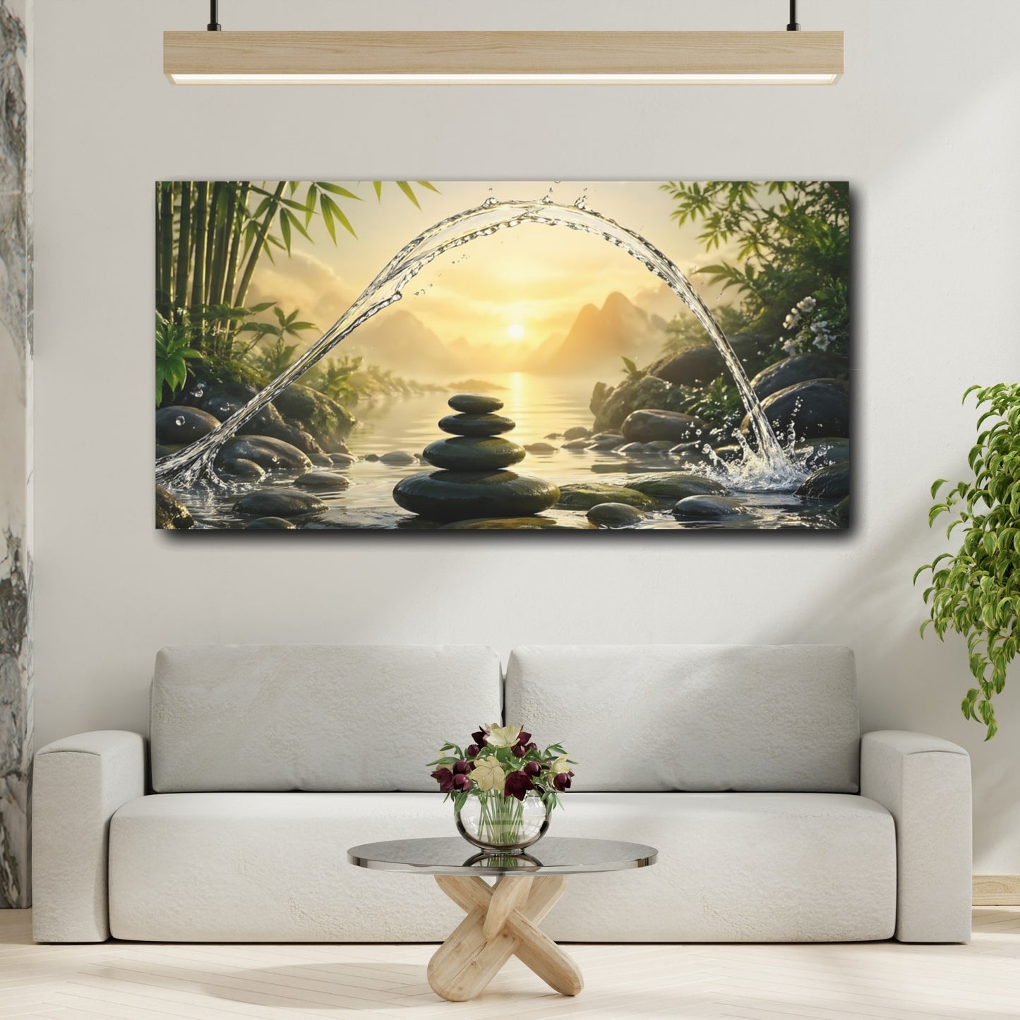 Mockup 3. Nature Zen Stones Zen Stones Nature shown as stretched canvas wall art