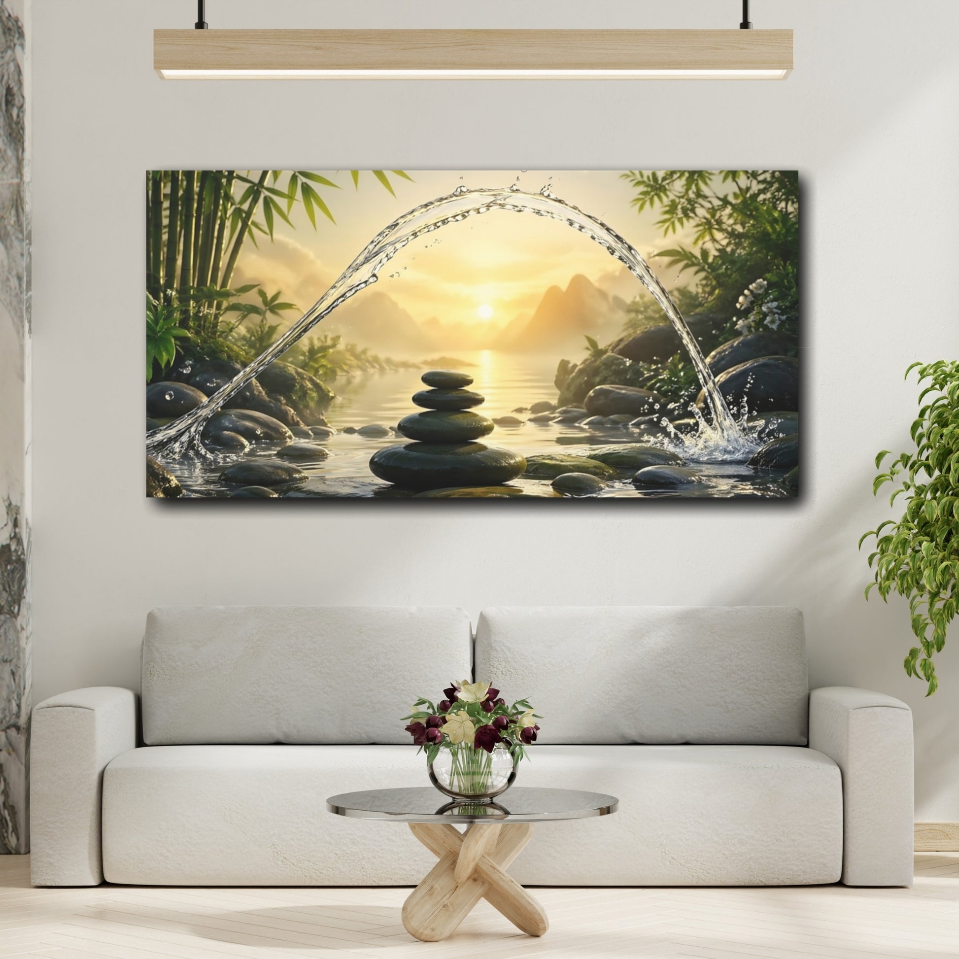 Mockup 3. Nature Zen Stones Zen Stones Nature shown as stretched canvas wall art