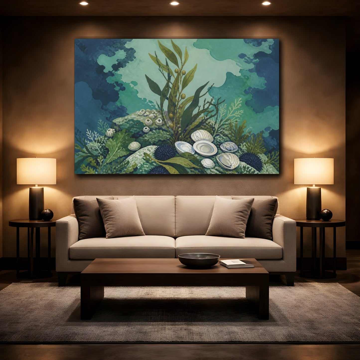 Mockup 2. Nature's Kelp And Shells shown as canvas print