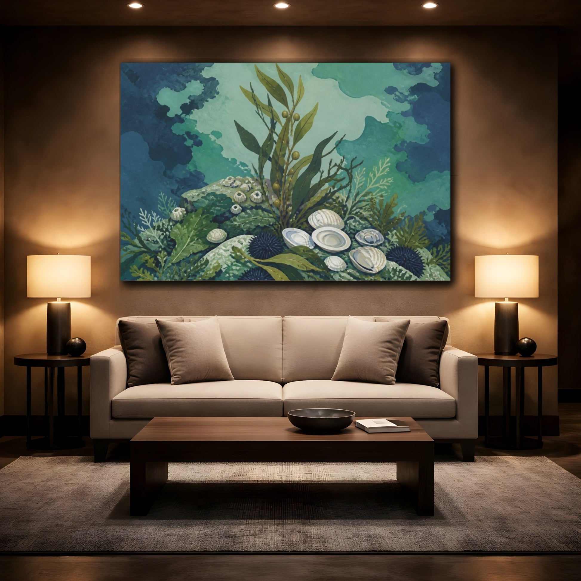 Mockup 2. Nature's Kelp And Shells shown as canvas print