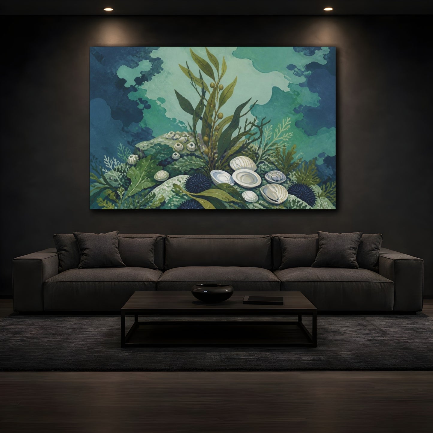 Mockup 3. Nature's Kelp And Shells shown as canvas print