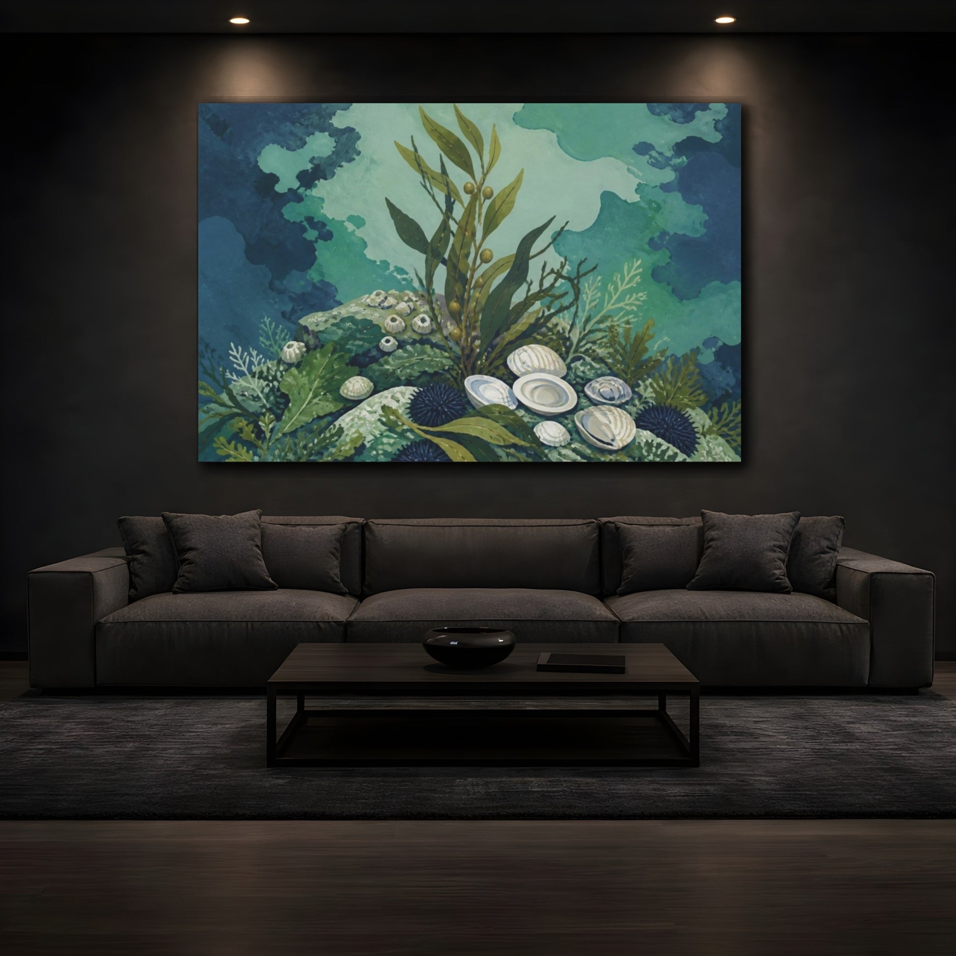 Mockup 3. Nature's Kelp And Shells shown as canvas print
