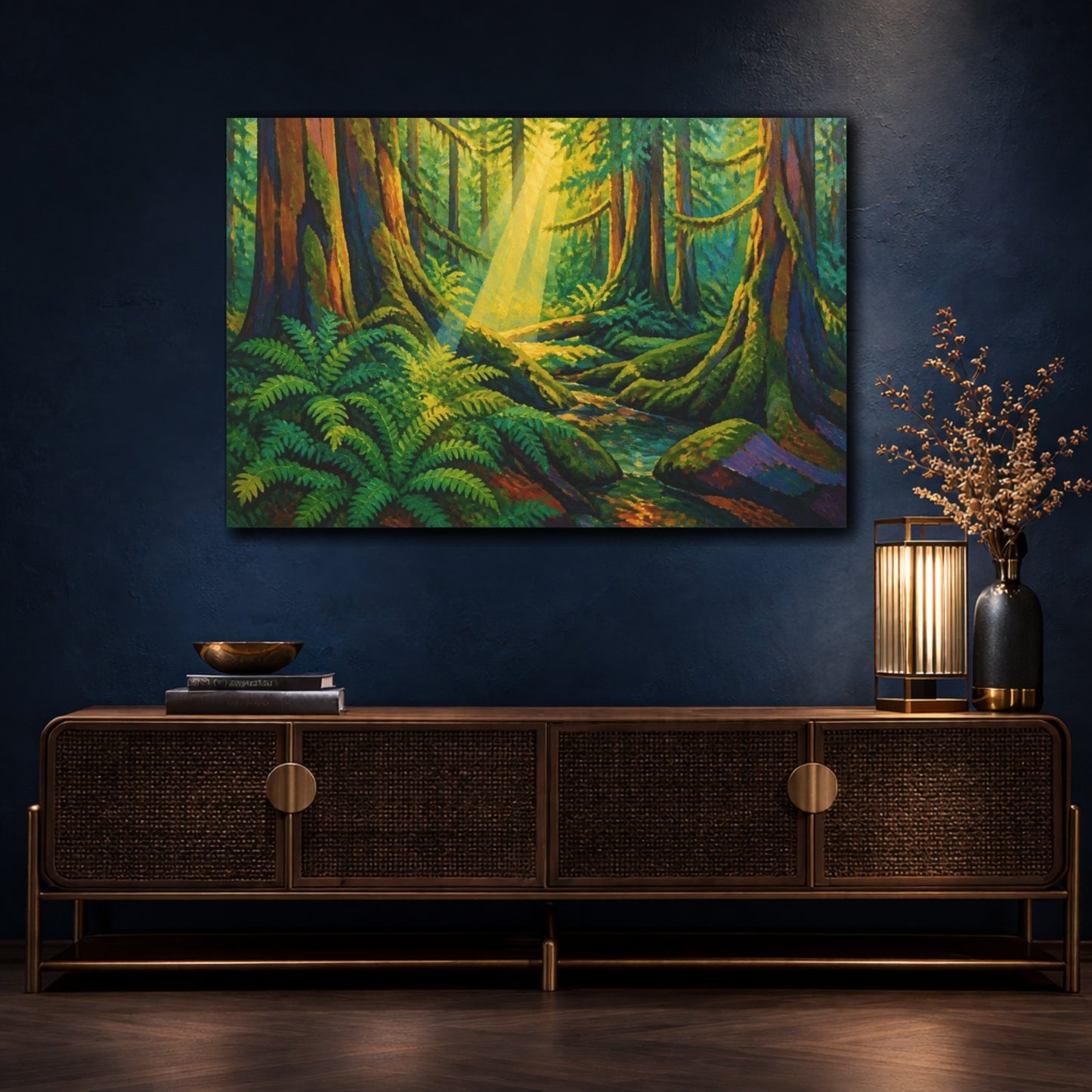 Mockup 4. Nature's Mossy Forest shown as canvas print