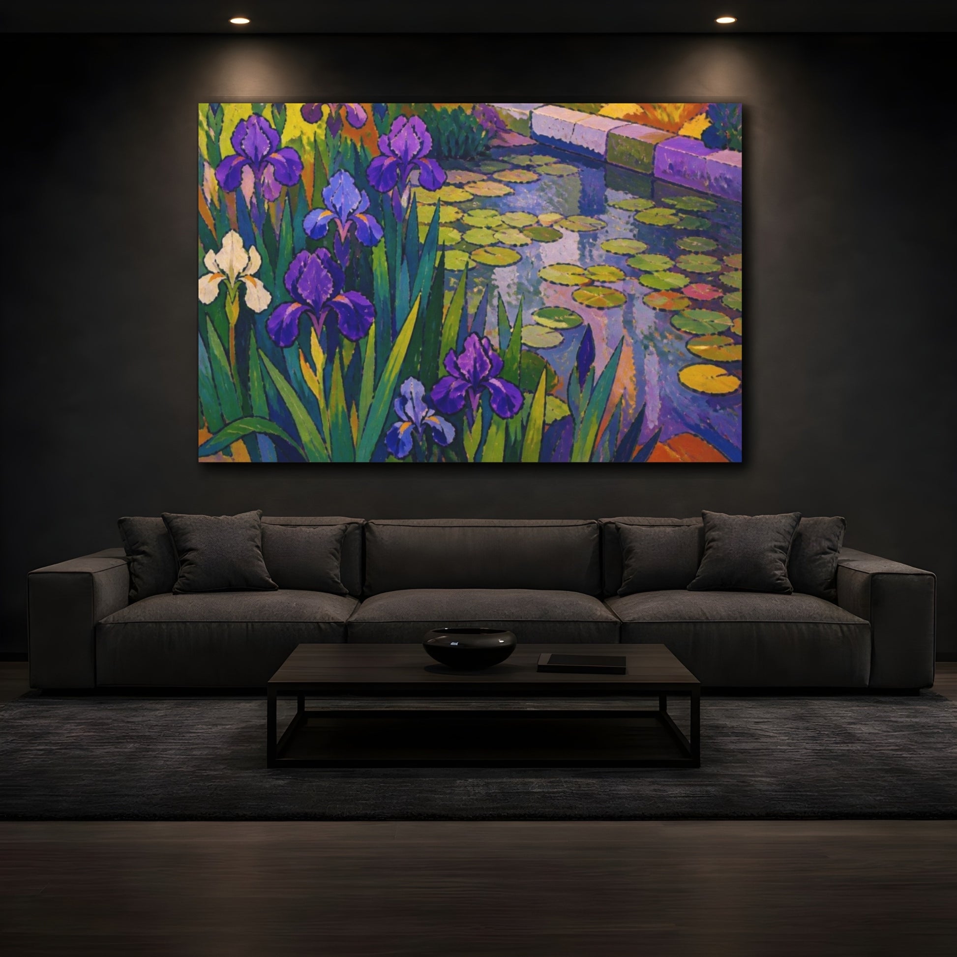 Mockup 3. Nature's Purple Irises shown as canvas print