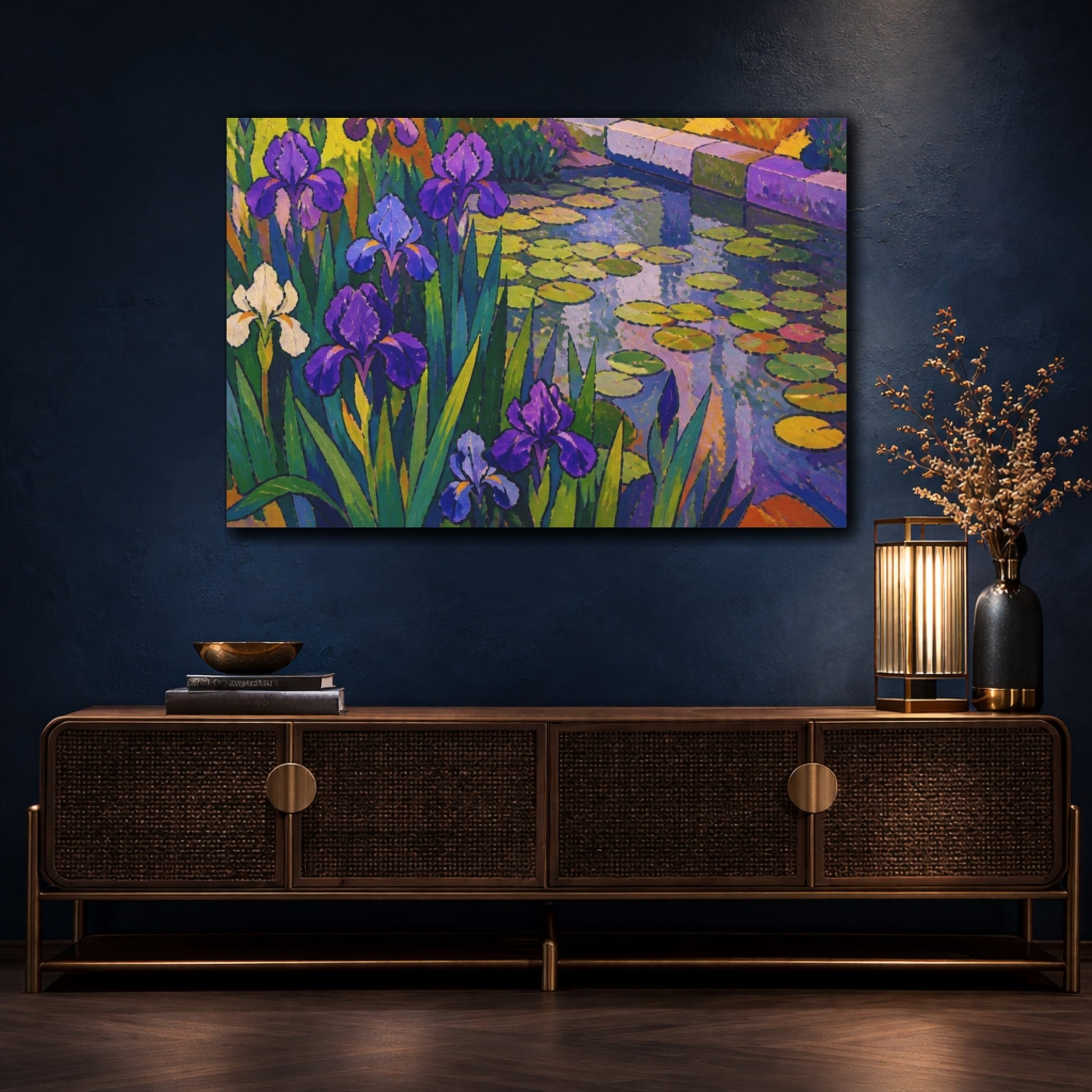 Mockup 4. Nature's Purple Irises shown as canvas print