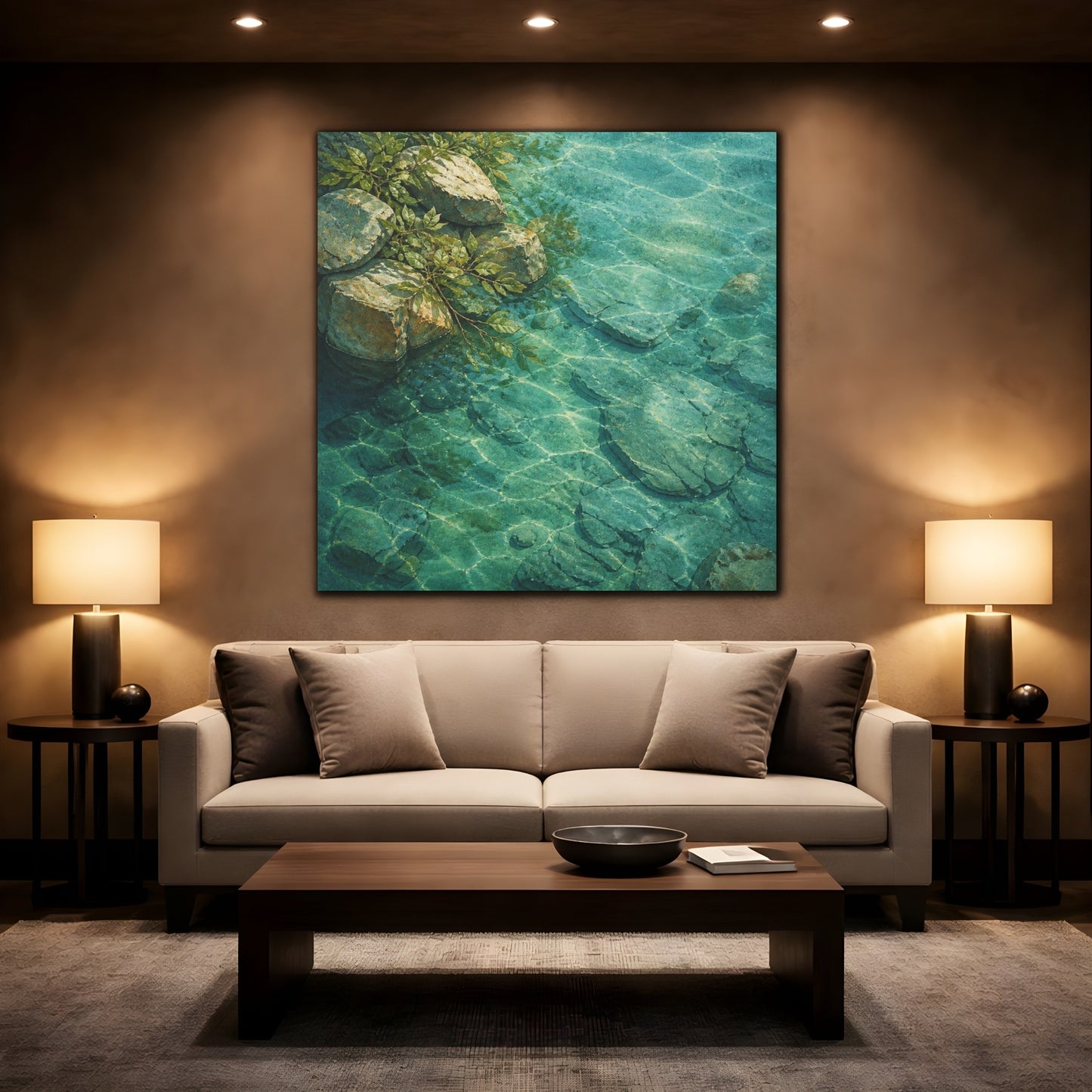 Mockup 2. Nature's River Rocks shown as canvas print