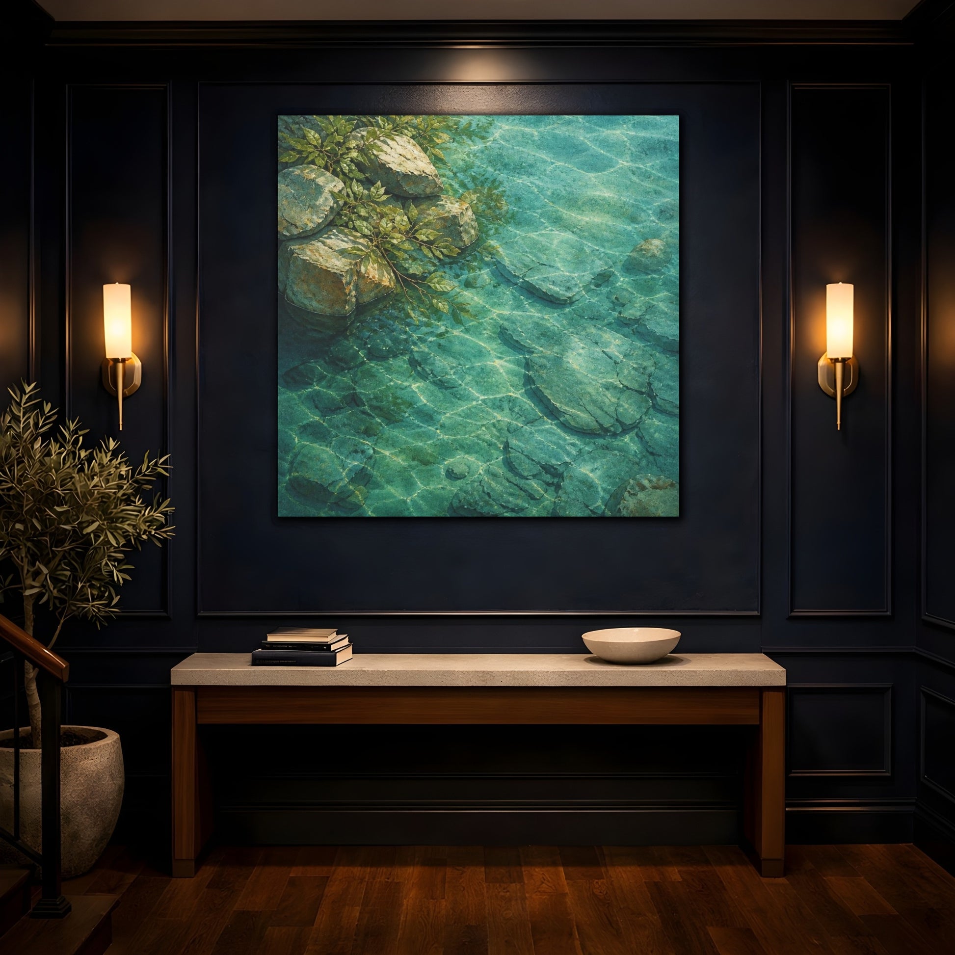 Mockup 4. Nature's River Rocks shown as canvas print