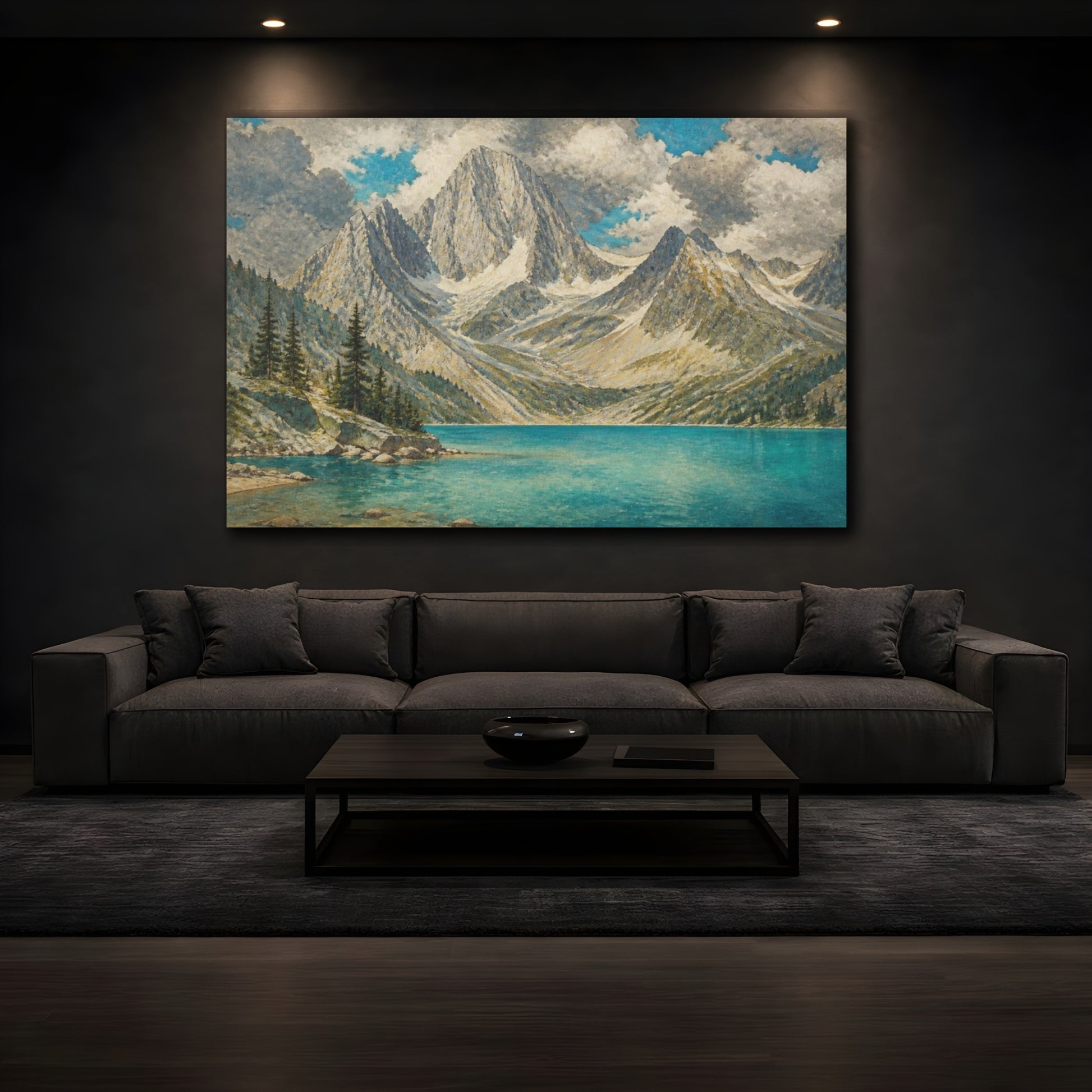 Mockup 3. Nature's Turquoise Lake shown as canvas print