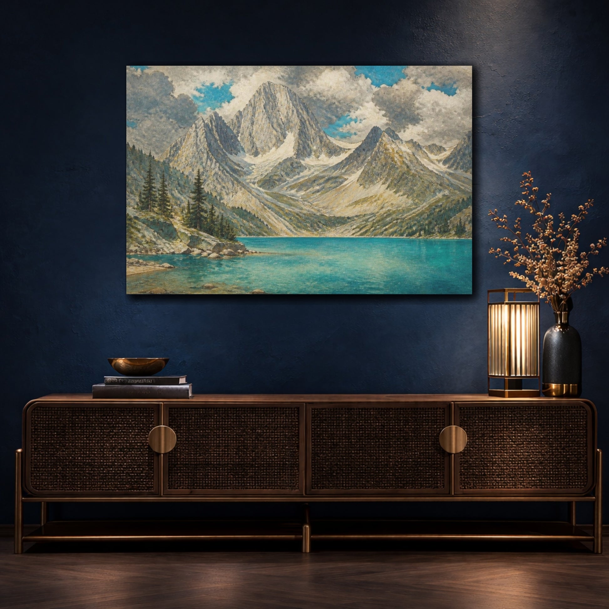 Mockup 4. Nature's Turquoise Lake shown as canvas print