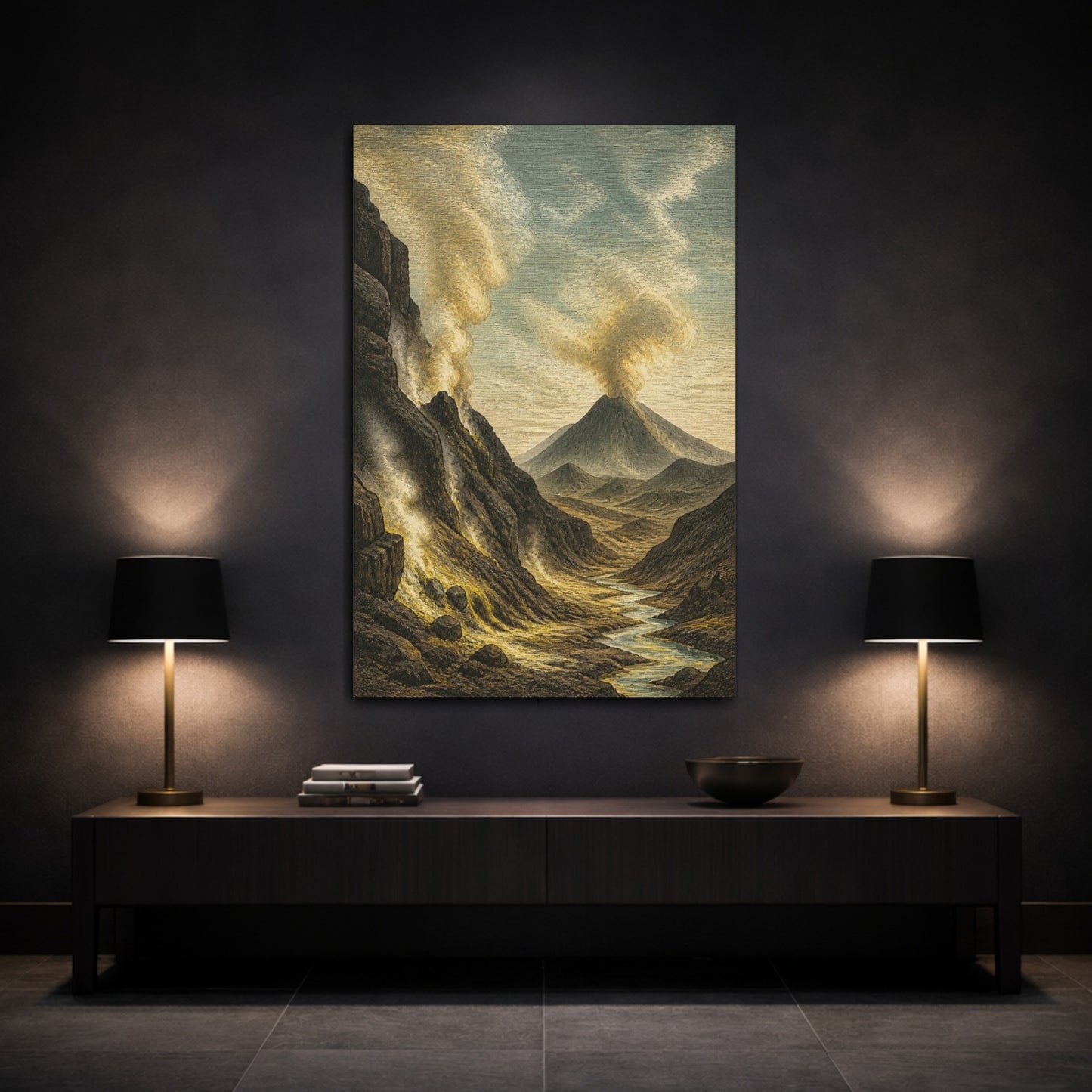 Mockup 3. Nature's Volcanic Valley shown as canvas print