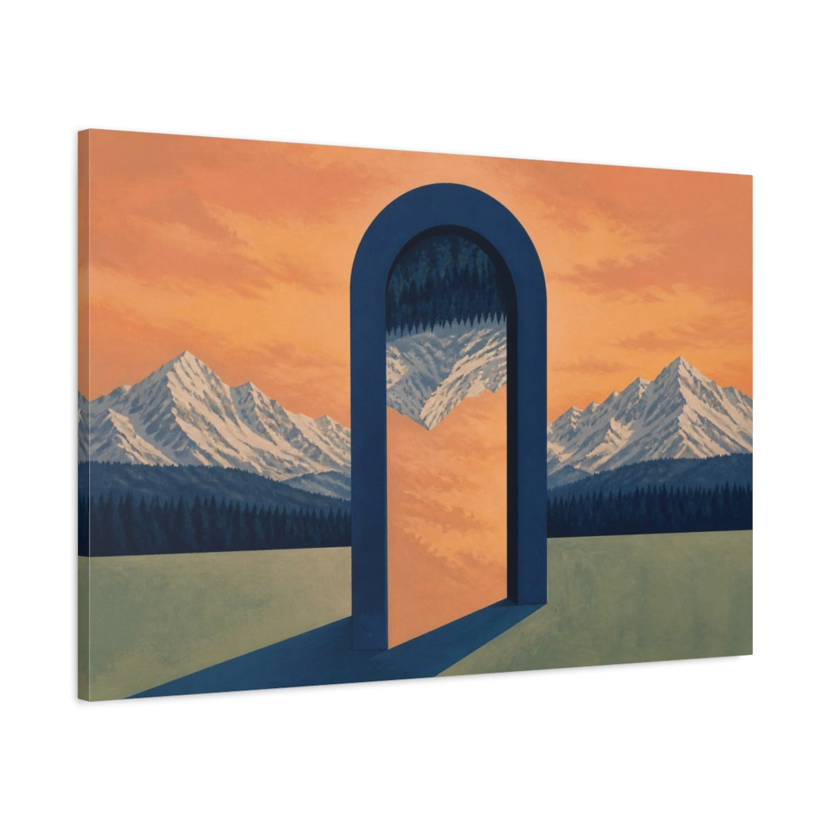 Main Mockup. Navy Arch Illusion shown as canvas print