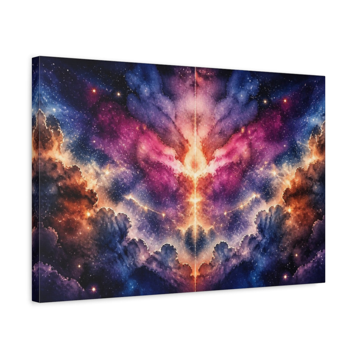 Side Mockup 3. Nebula Starburst Bloom shown as canvas print