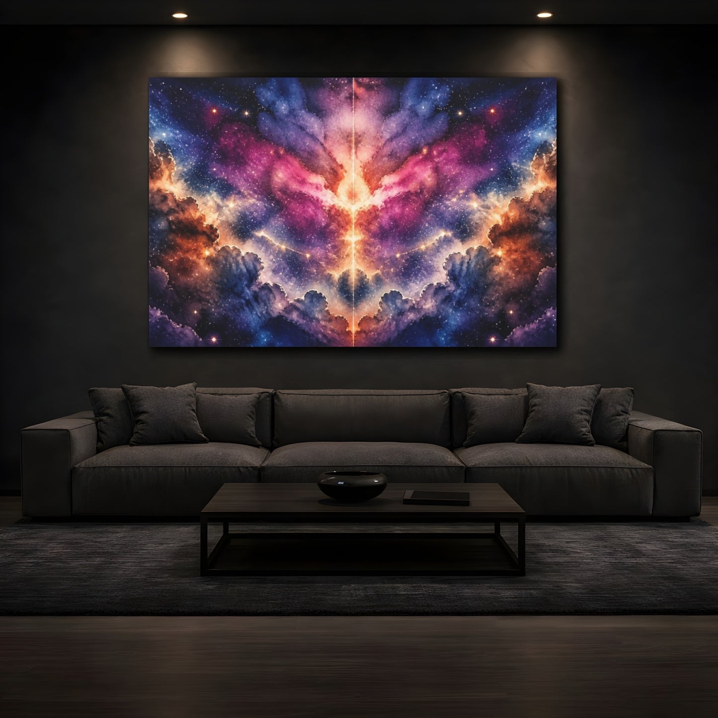 Mockup 3. Nebula Starburst Bloom shown as canvas print