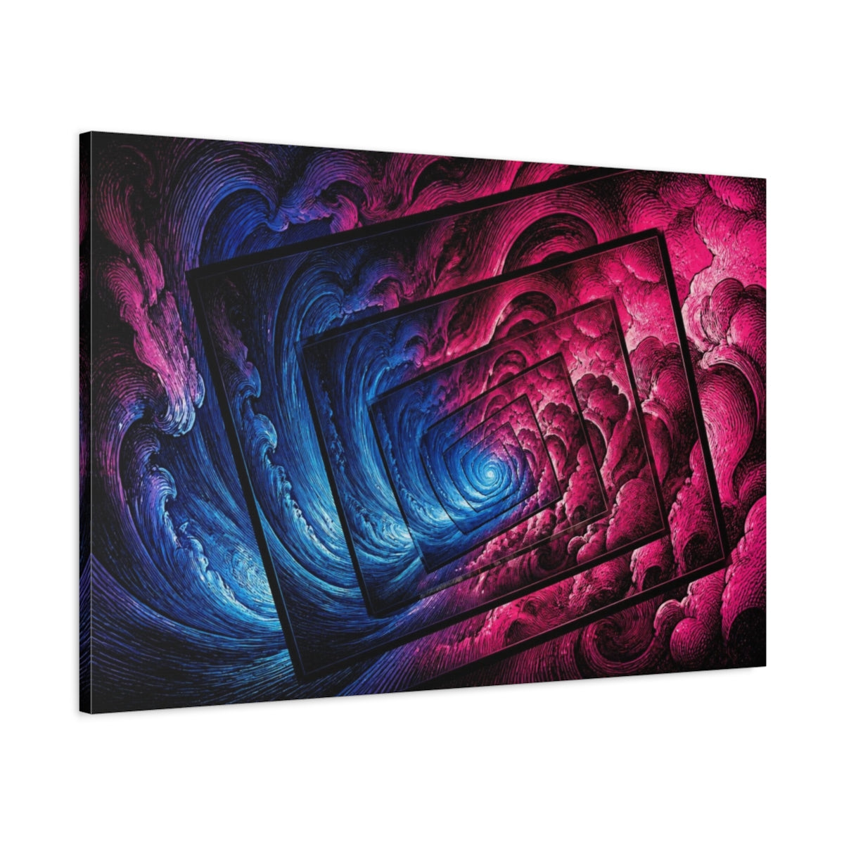 Main Mockup. Neon Illusion Vortex shown as canvas print