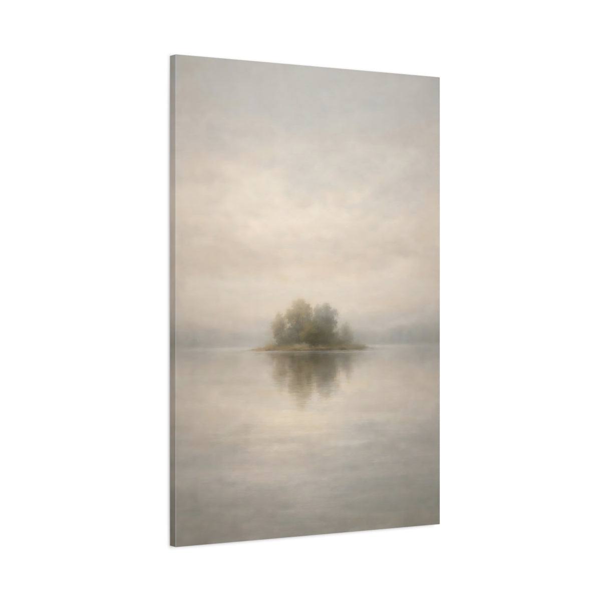 Main Mockup. Neutral Fog Line Horizon Thin shown as stretched canvas wall art