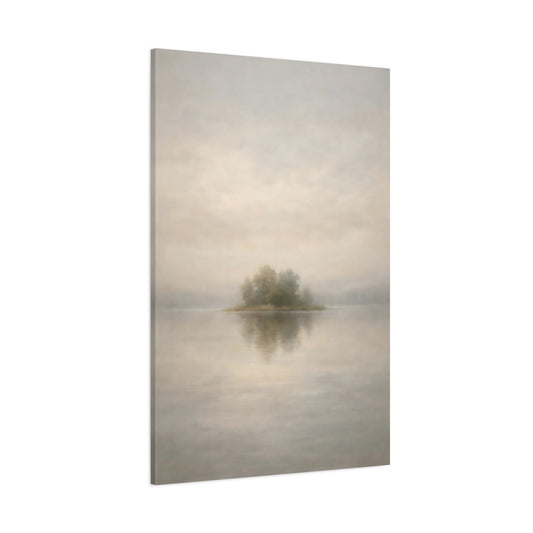 Main Mockup. Neutral Fog Line Horizon Thin shown as stretched canvas wall art
