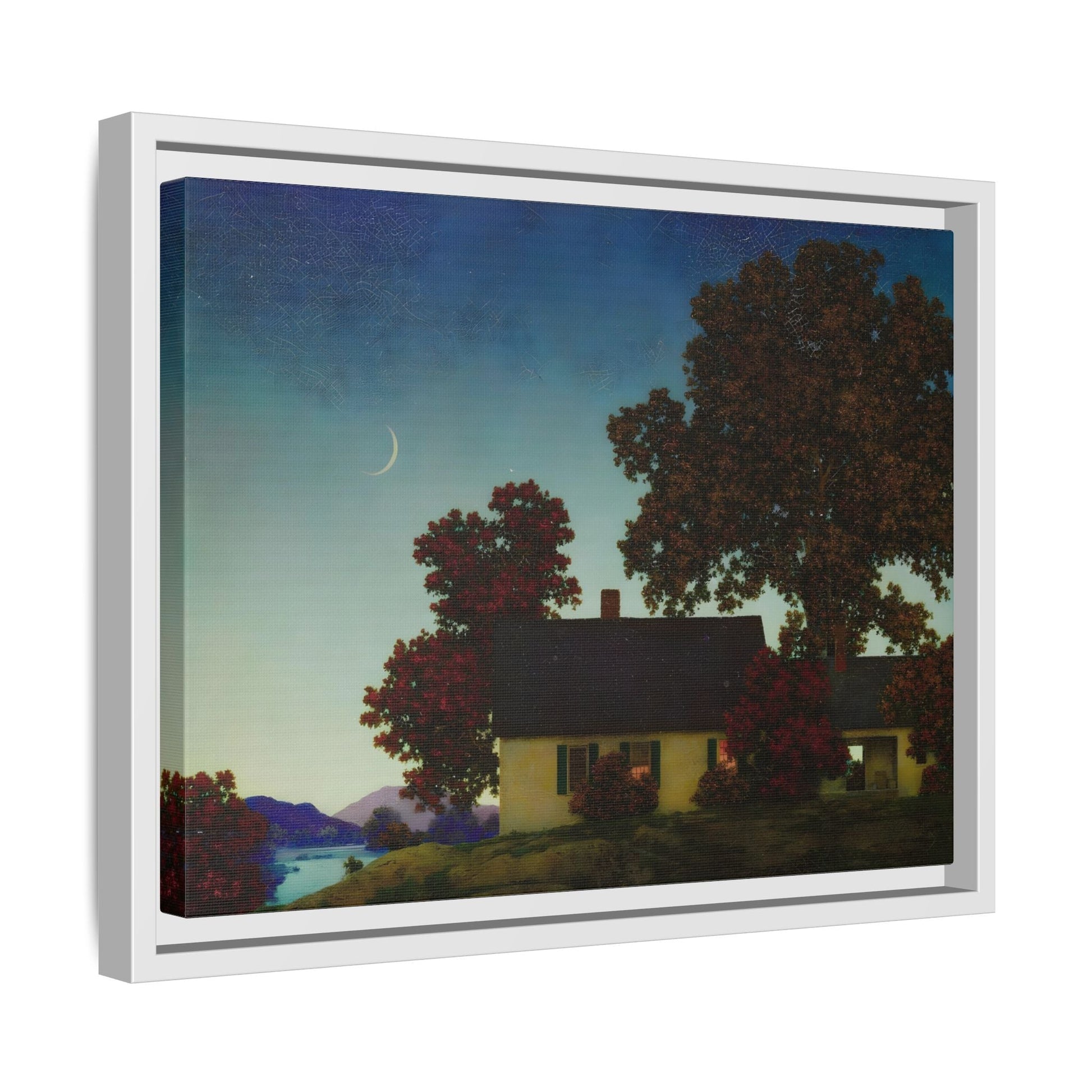 New Moon Parrish Landscape Framed Canvas Wall Art Print - YesArtYes