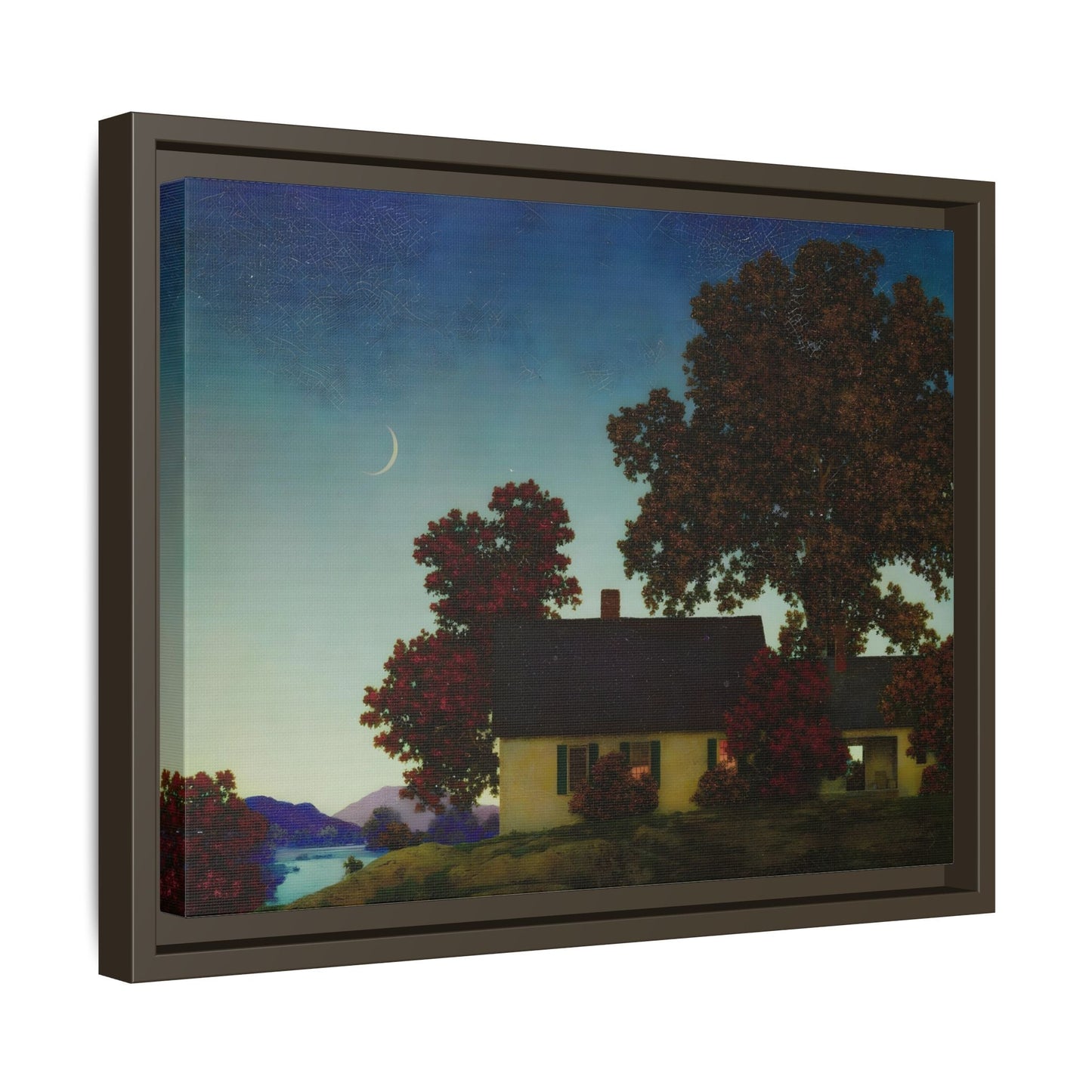 New Moon Parrish Landscape Framed Canvas Wall Art Print - YesArtYes