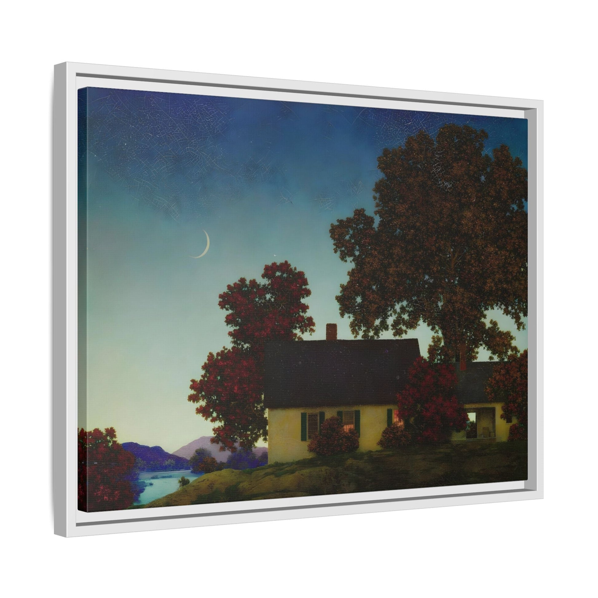 New Moon Parrish Landscape Framed Canvas Wall Art Print - YesArtYes