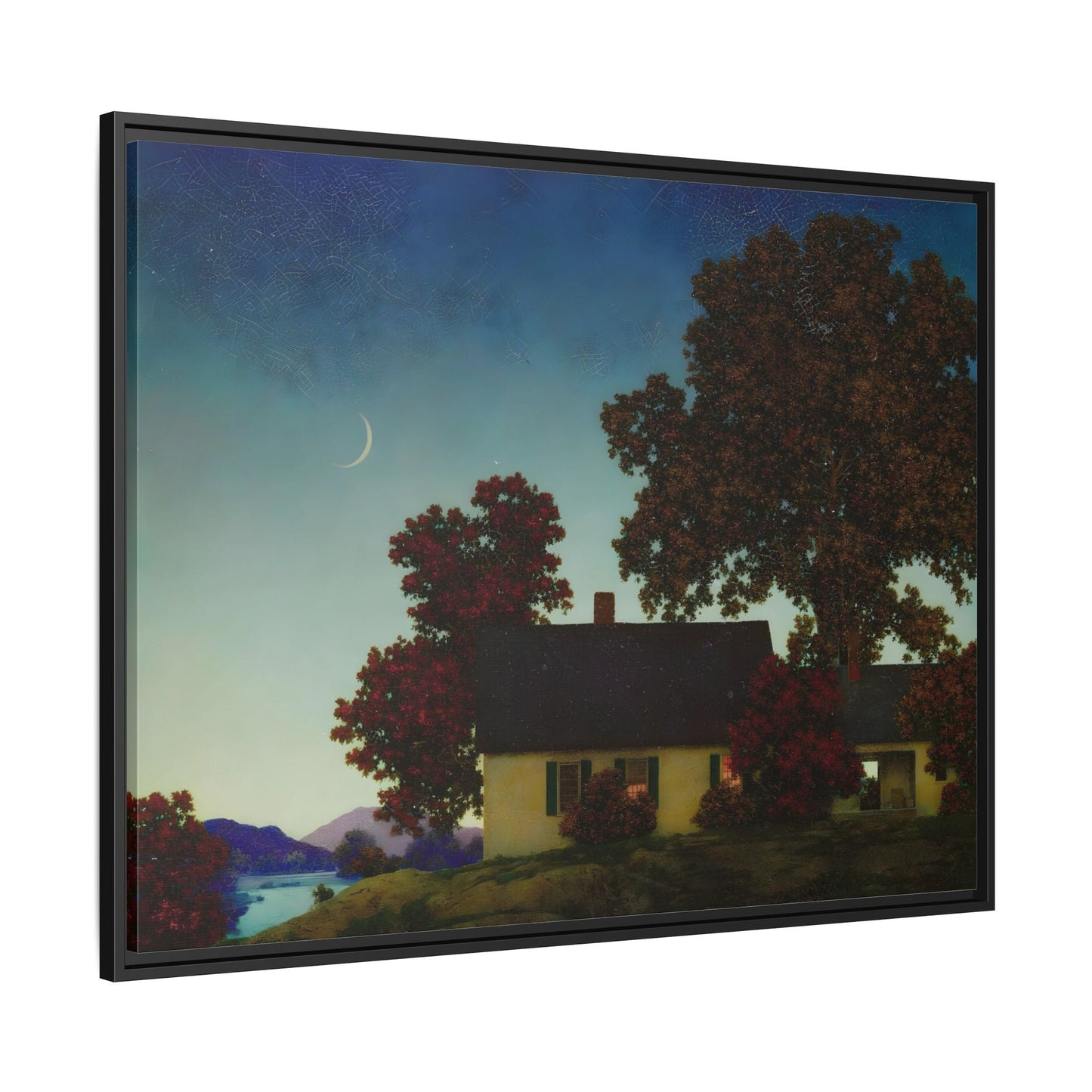 New Moon Parrish Landscape Framed Canvas Wall Art Print - YesArtYes