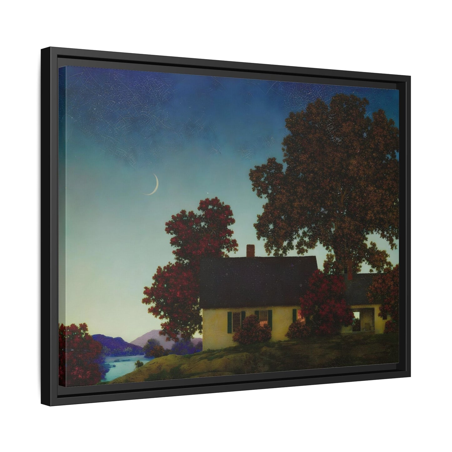 New Moon Parrish Landscape Framed Canvas Wall Art Print - YesArtYes