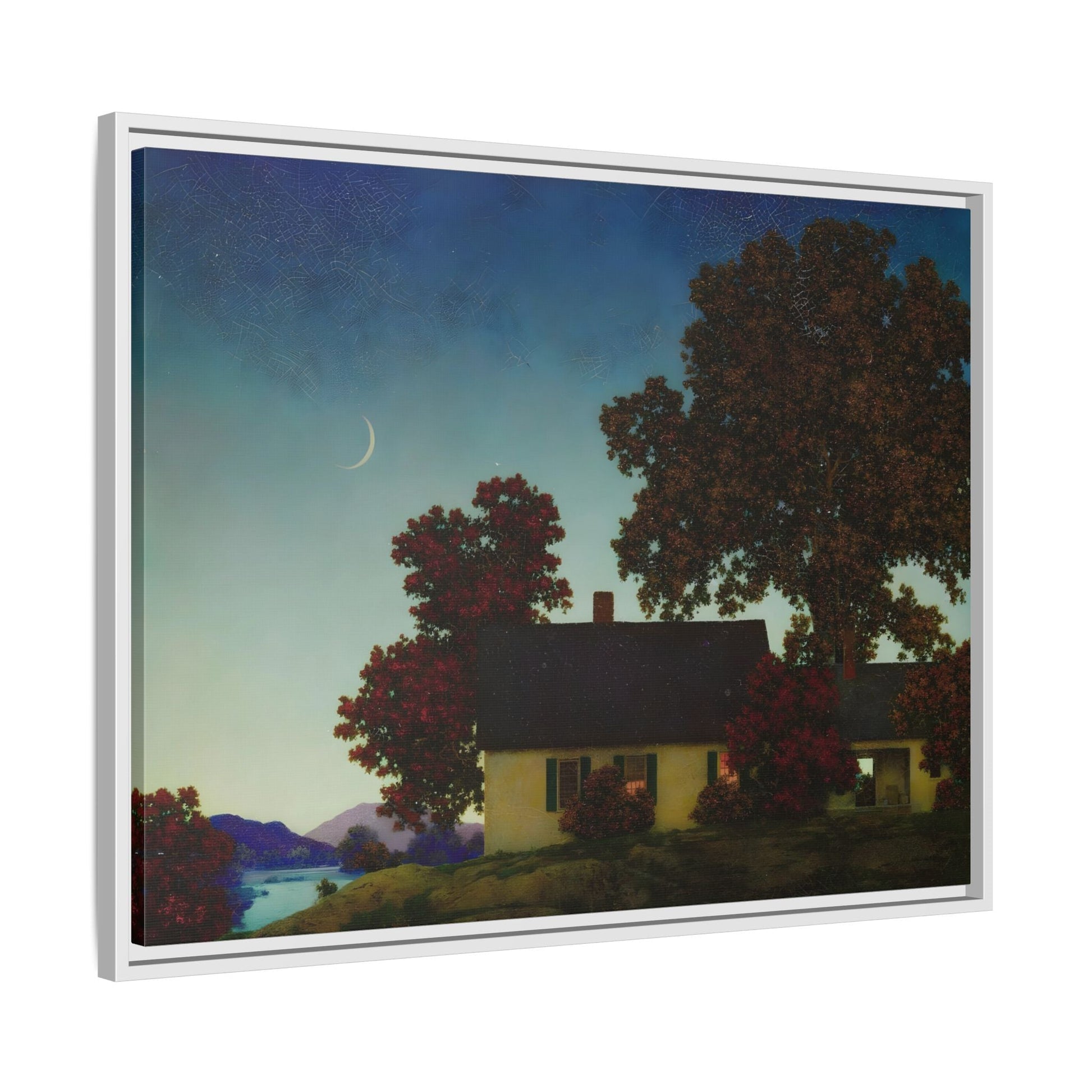 New Moon Parrish Landscape Framed Canvas Wall Art Print - YesArtYes