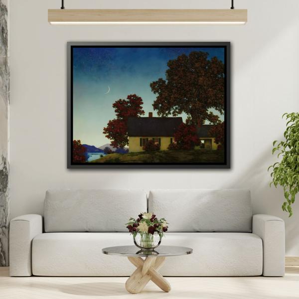 New Moon Parrish Landscape Framed Canvas Wall Art Print - YesArtYes