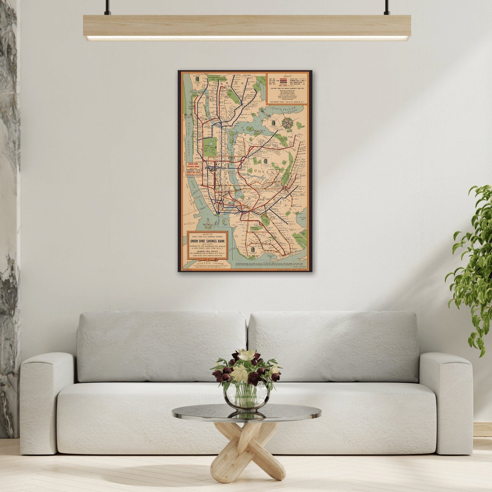 New York City Map Subway - Voorhies Canvas Wall Art Print