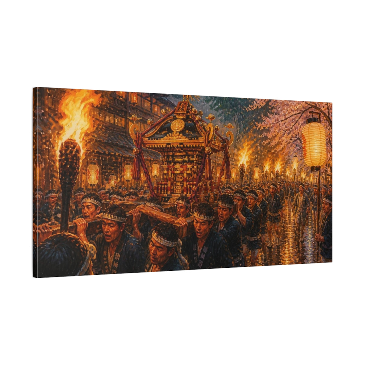 Main Mockup. Night Shrine Procession shown as canvas print