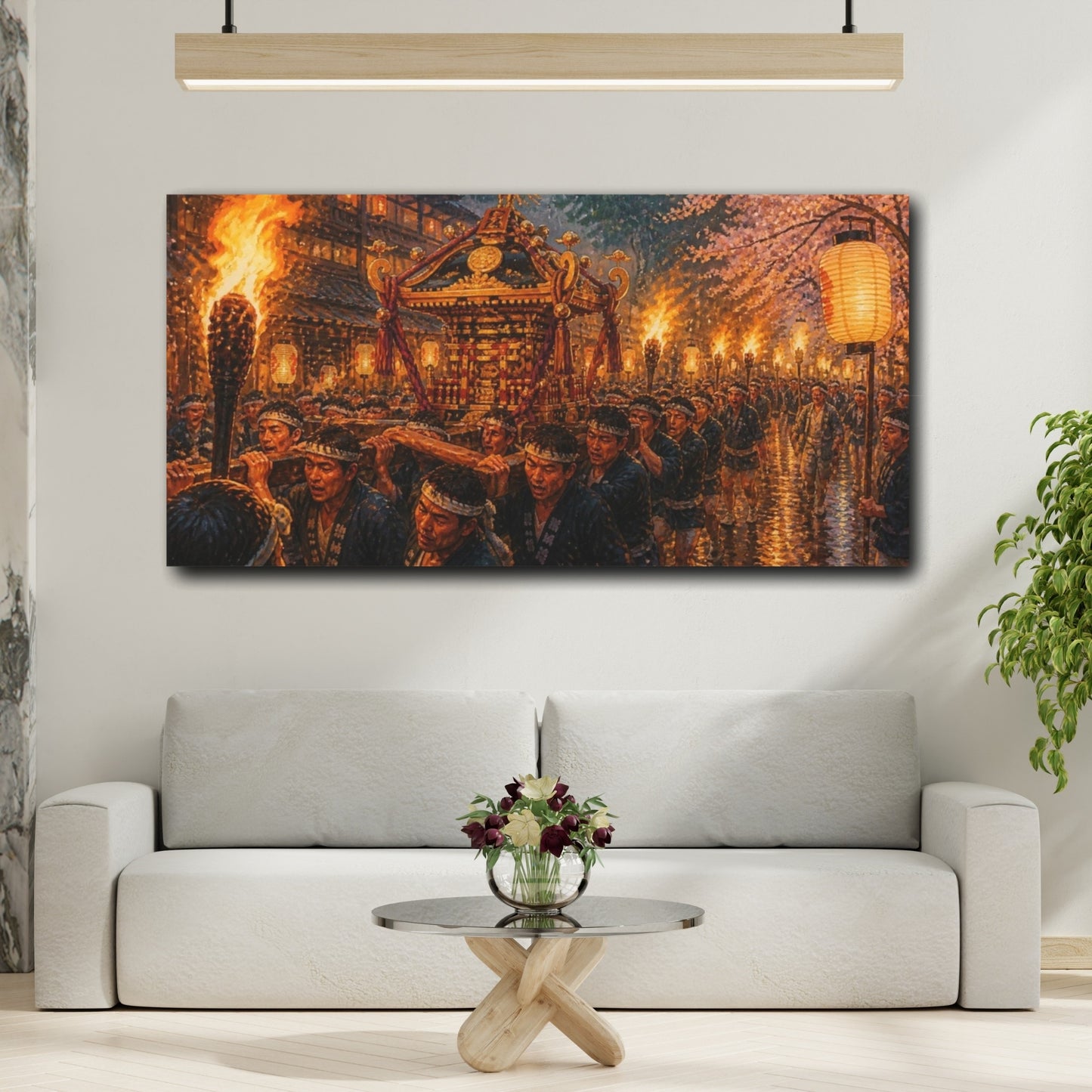 Mockup 2. Night Shrine Procession shown as canvas print